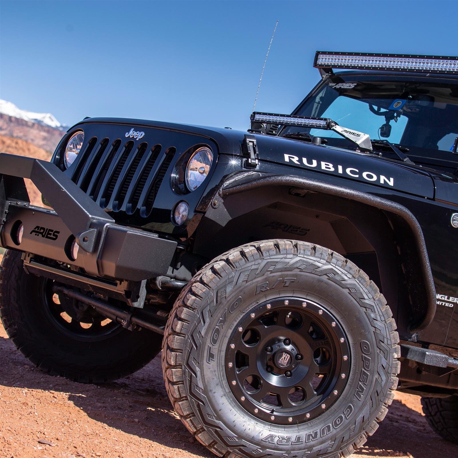 ARIES Automotive - Fender Flares for 2007-2017 WRANGLER, 2018 WRANGLER JK 1500201 Flares, Front 2007-15 FLAT FENDERS/FRONT/BLK ALUM thumbnail 2