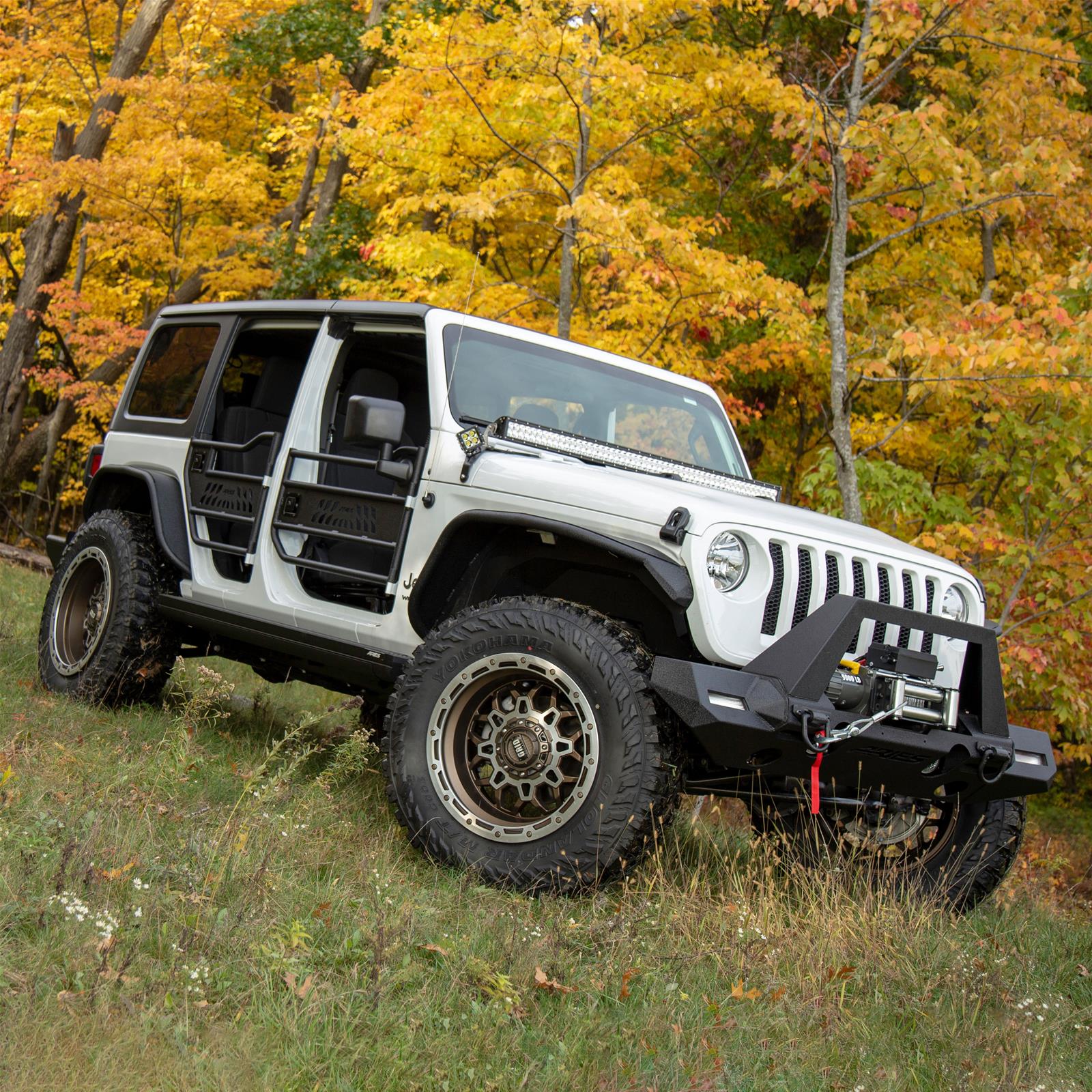 Aries Automotive Jeep Inner Fender Liners for 2020-2024 GLADIATOR, 2018-2024 WRANGLER - 1500550 Wheel Housings, Aluminum, Black Powdercoated, Liner, Front, Left, Right, Jeep, Pair
