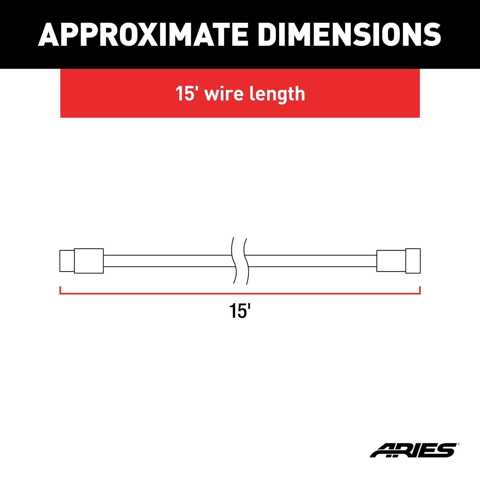 ARIES Automotive Auxiliary Light Wiring Harnesses 1501243 Harnesses, SET OF TWO 15' EXTENSION HARNESSES FOR WORKING AND FLUSH MOUNT LED'S