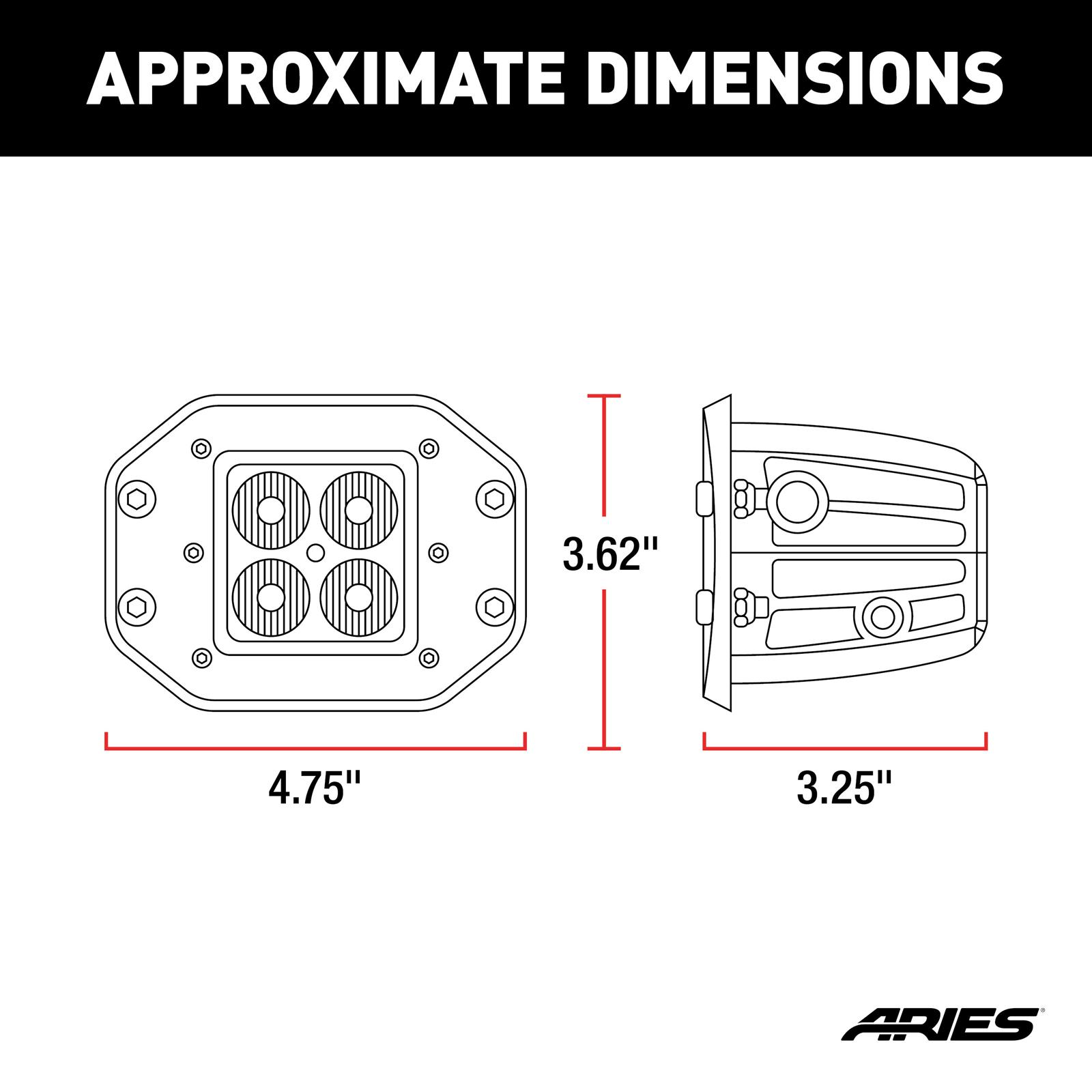 ARIES Automotive Light Bars, Pods and Fog Lights 1501250 LED Work Lights, Pair Of Flush Mount thumbnail 2