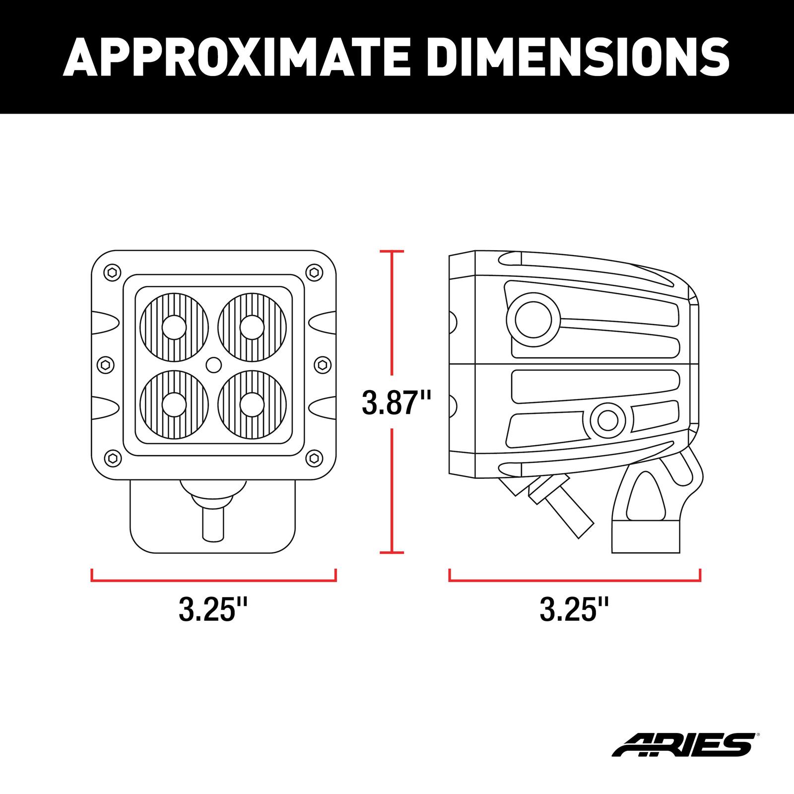 ARIES Automotive Light Bars, Pods and Fog Lights 1501252 LED Work Lights, Pair Of Square thumbnail 6