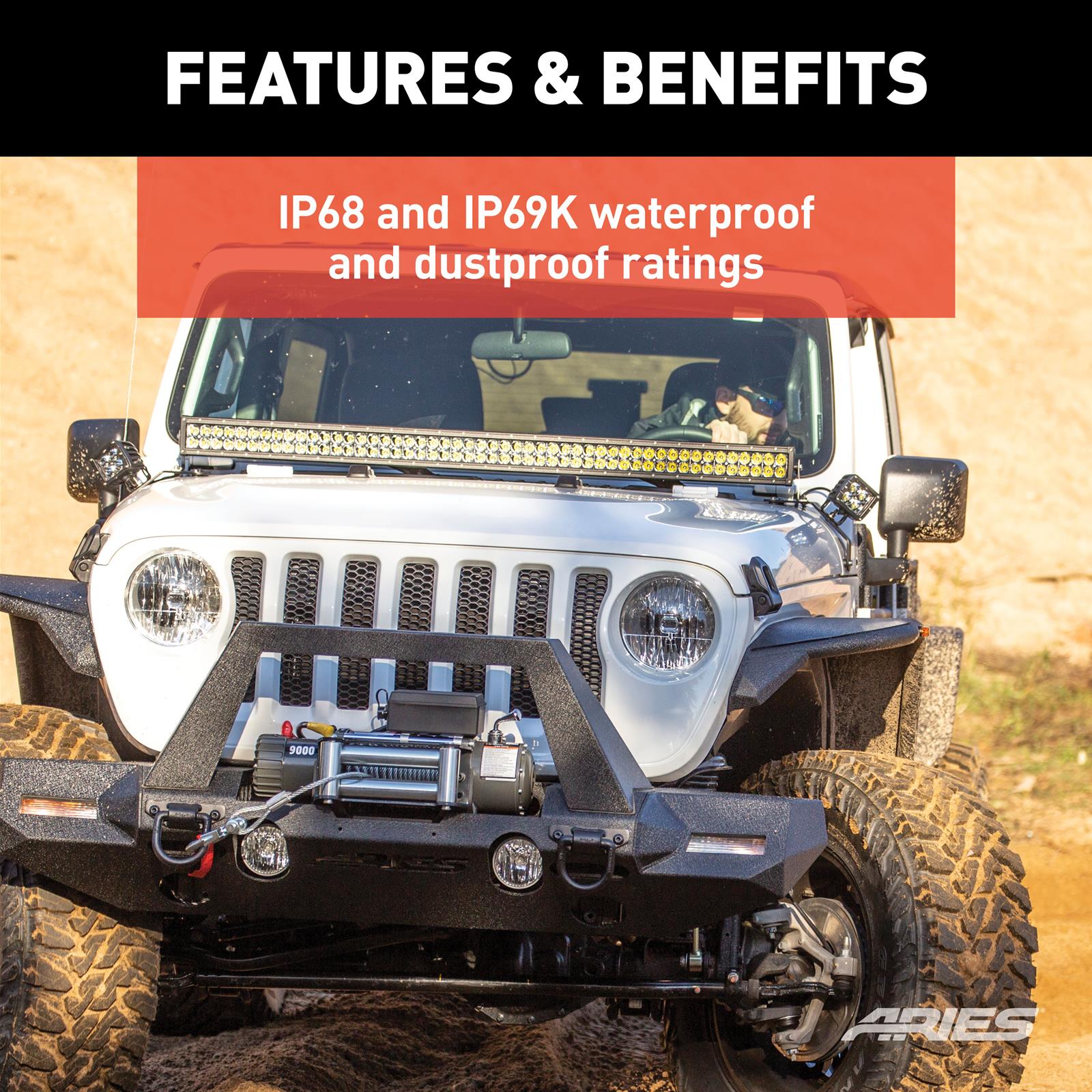 ARIES Automotive - Windows, Individual for 2020-2025 GLADIATOR, 2018-2025 WRANGLER 1501306 Windshield LED 2018-2019 Jeep Wrangler JL, 2020-2020 Jeep Gladiator All