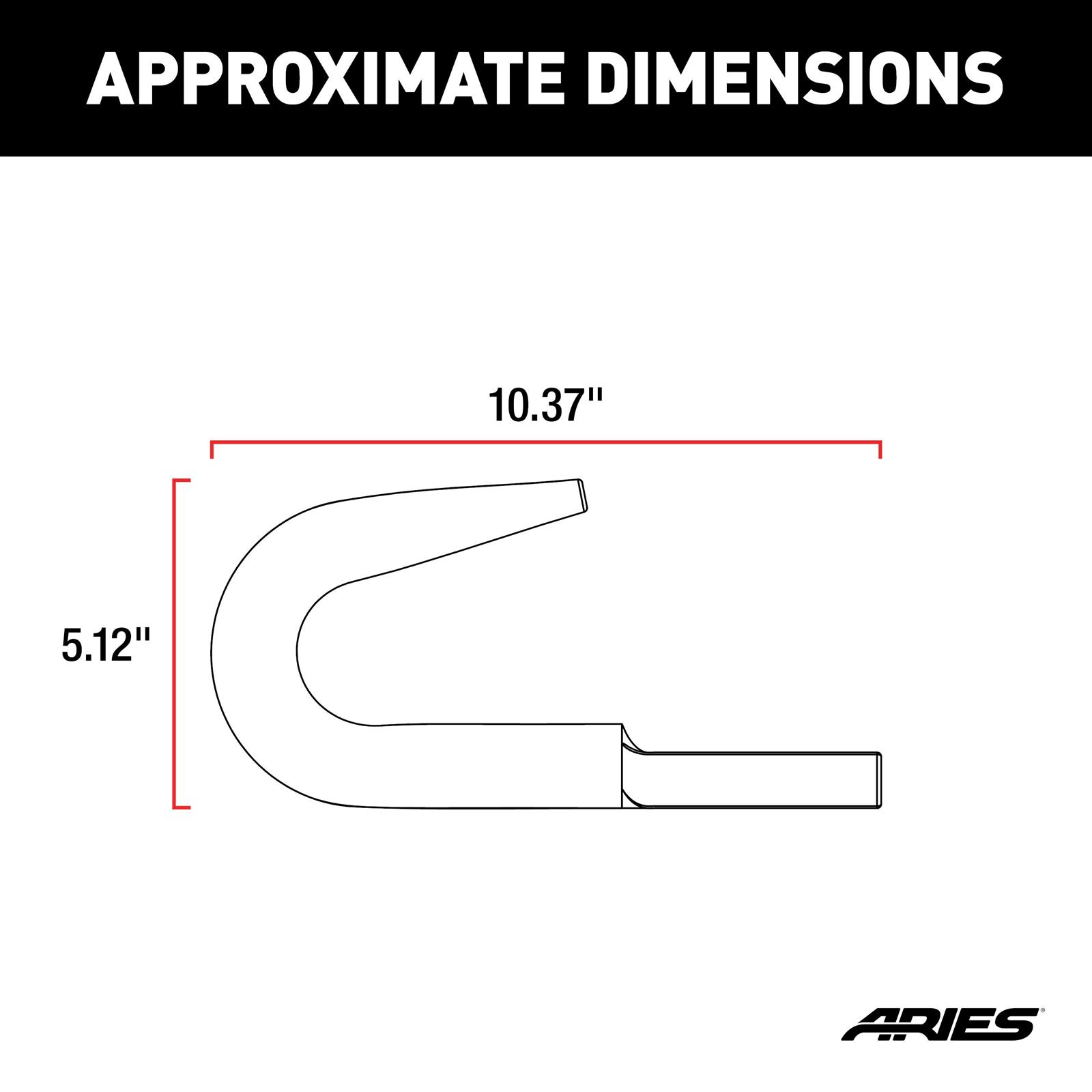 Aries Automotive Bolt-On Tow Hooks for 1987-2015 WRANGLER - 15600TW Hooks, Steel, Black Powdercoated, 9.00 lbs. Loading Rate, Front, Rear, Jeep, Each thumbnail 5