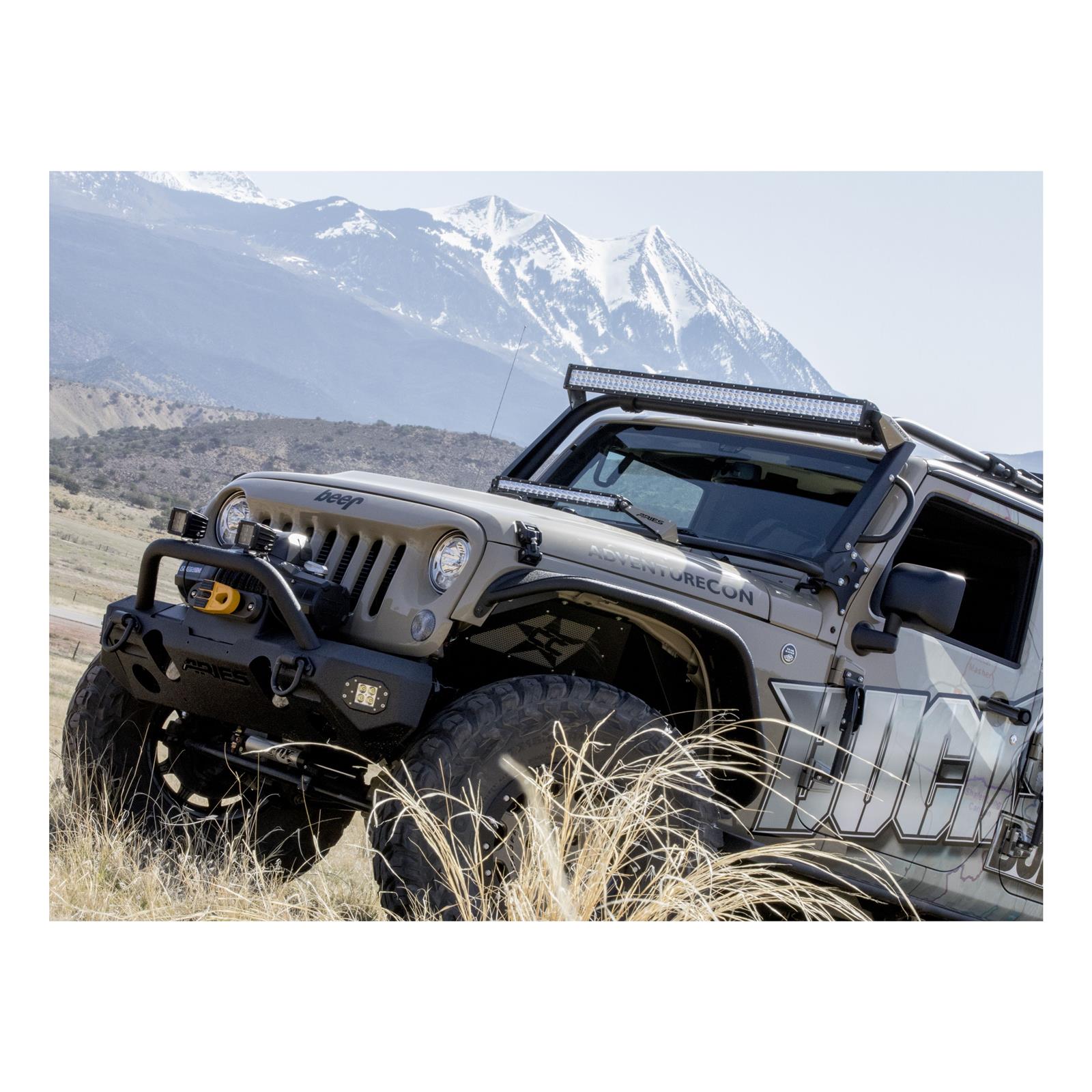ARIES Automotive Light Mount Brackets 15912 Mounting Brackets, Jeep Hood, 07-17 Jeep JK thumbnail 2