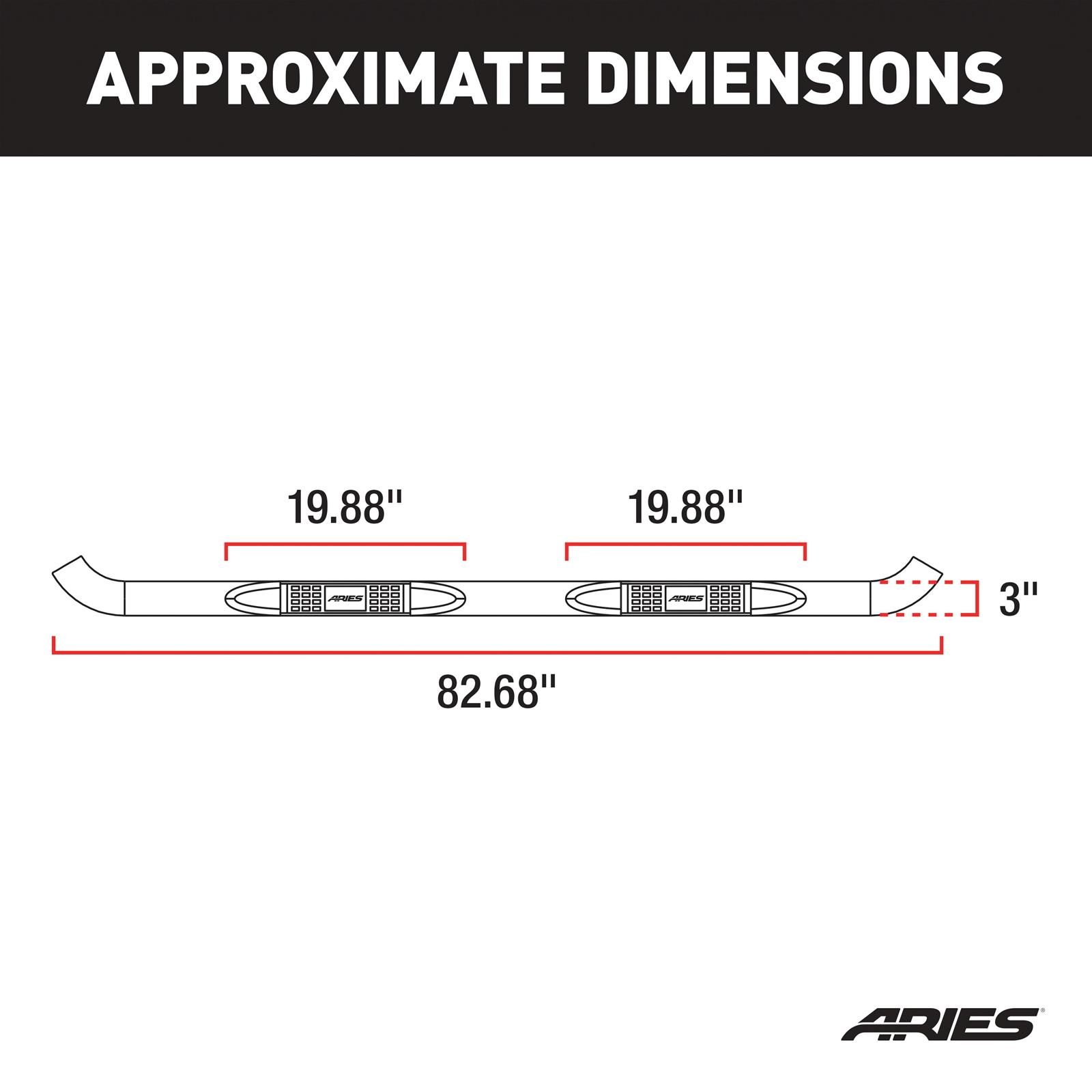 Aries Automotive 3 in. Round Side Bars 202006 Step Bars, Diameter, Steel, Black Powdercoated, Toyota, Pair