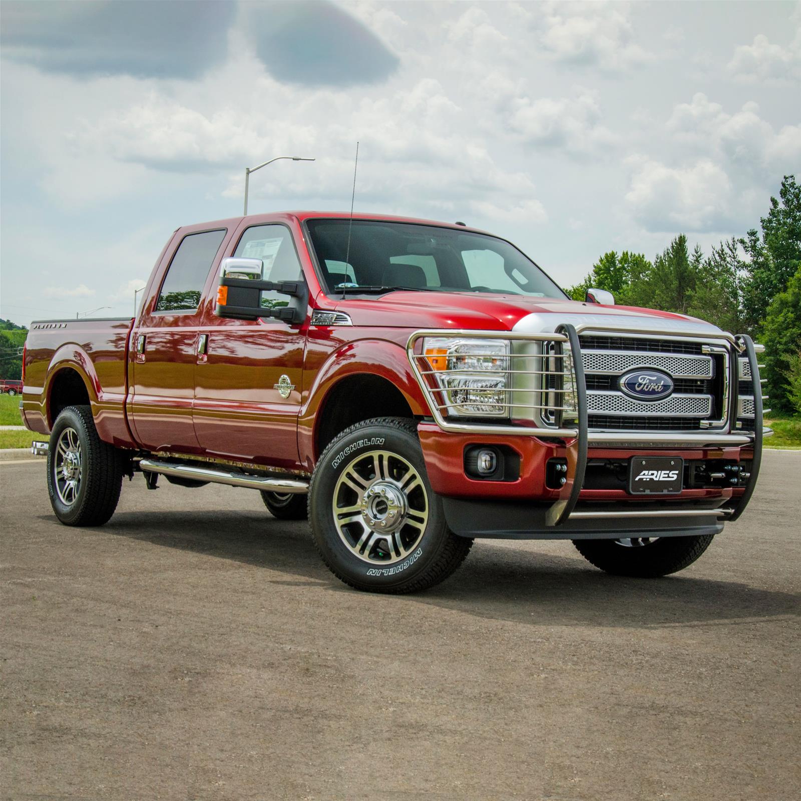 Aries Automotive 3 in. Round Side Bars 203006-2 Step Bars, Diameter, Stainless Steel, Polished, Ford, Pair
