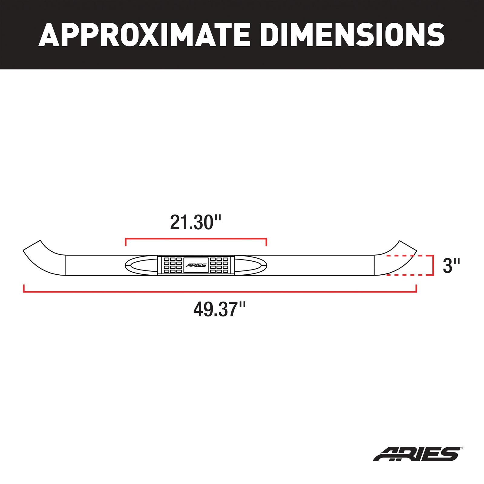 Aries Automotive 3 in. Round Side Bars for 1997-2003 F-150, 2004 F-150 HERITAGE - 203007 Step Bars, Diameter, Steel, Black Powdercoated, Ford, Pair