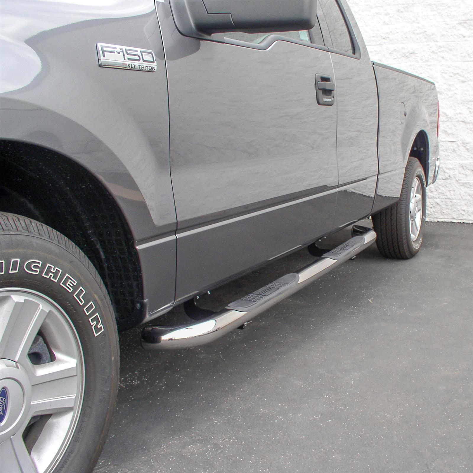 Aries Automotive 3 in. Round Side Bars 203016-2 Step Bars, Diameter, Stainless Steel, Polished, Ford, Pair