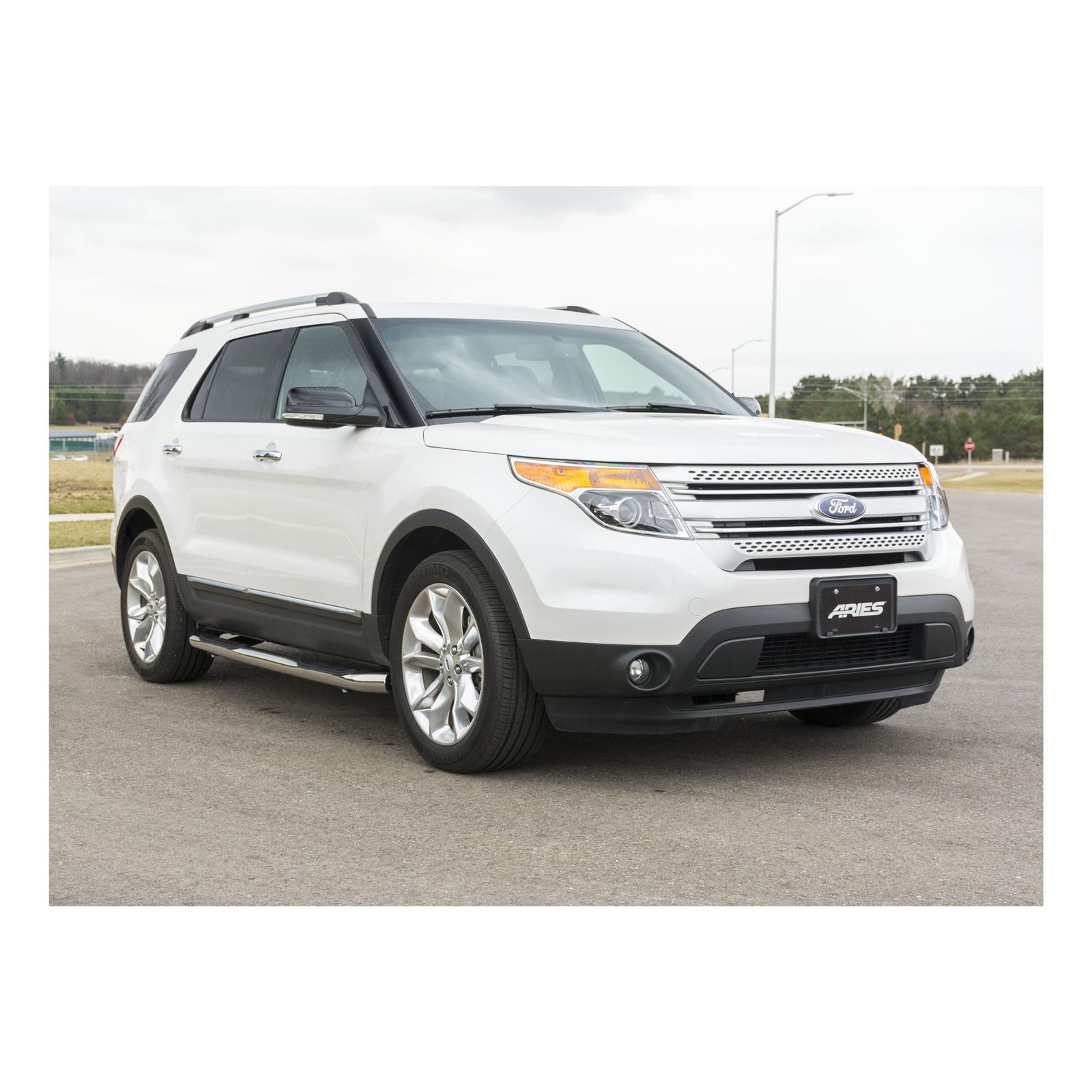 Aries Automotive 3 in. Round Side Bars for 2011-2019 EXPLORER - 203041-2 Step Bars, Diameter, Stainless Steel, Polished, Ford, Pair thumbnail 3