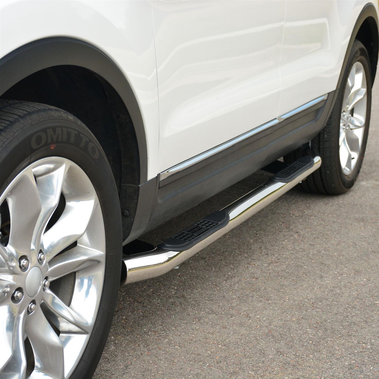 Aries Automotive 3 in. Round Side Bars for 2011-2019 EXPLORER - 203041-2 Step Bars, Diameter, Stainless Steel, Polished, Ford, Pair