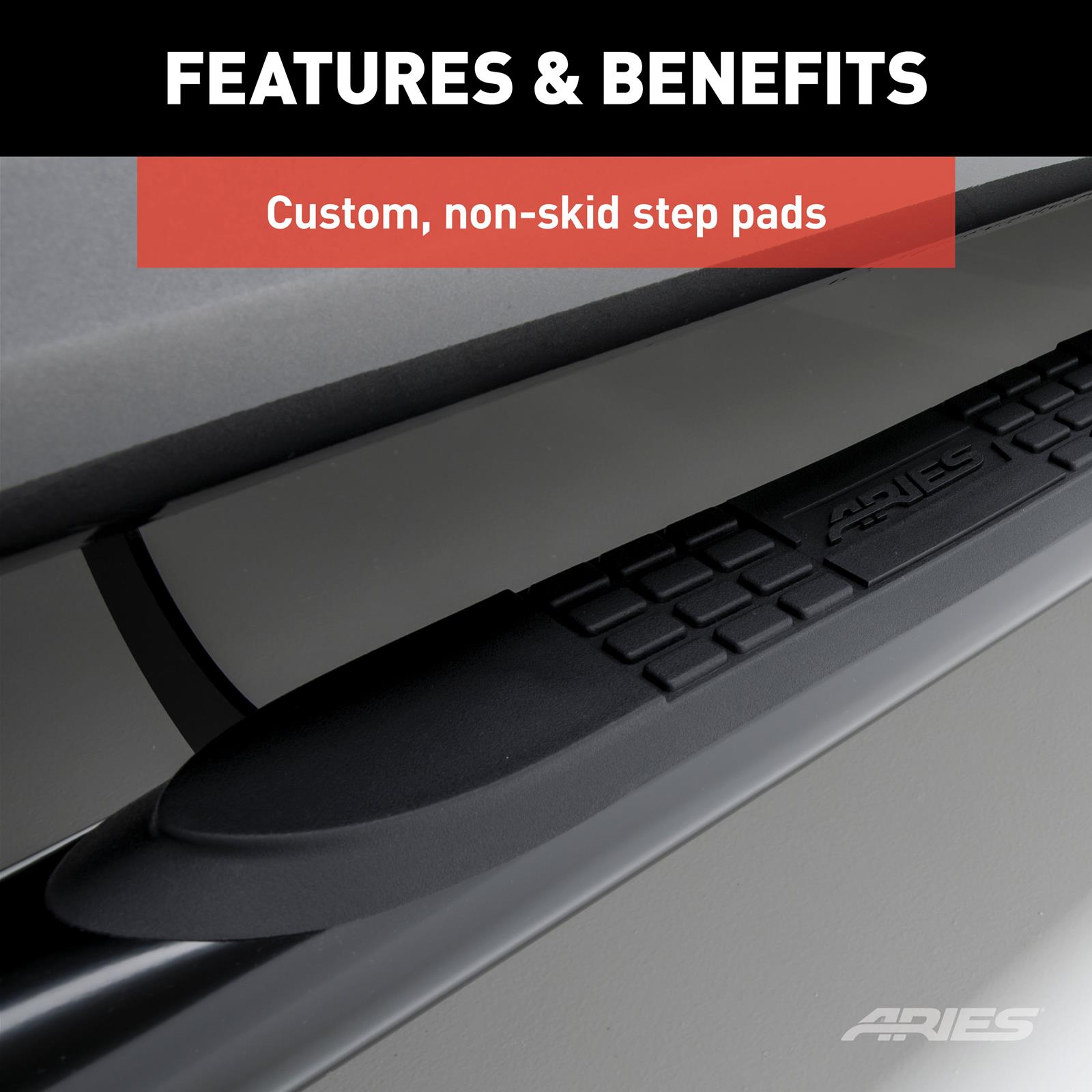 Aries Automotive 3 in. Round Side Bars for 2019-2025 RANGER - 203046 Step Bars, Diameter, Steel, Black Powdercoated, Ford, Pair thumbnail 4