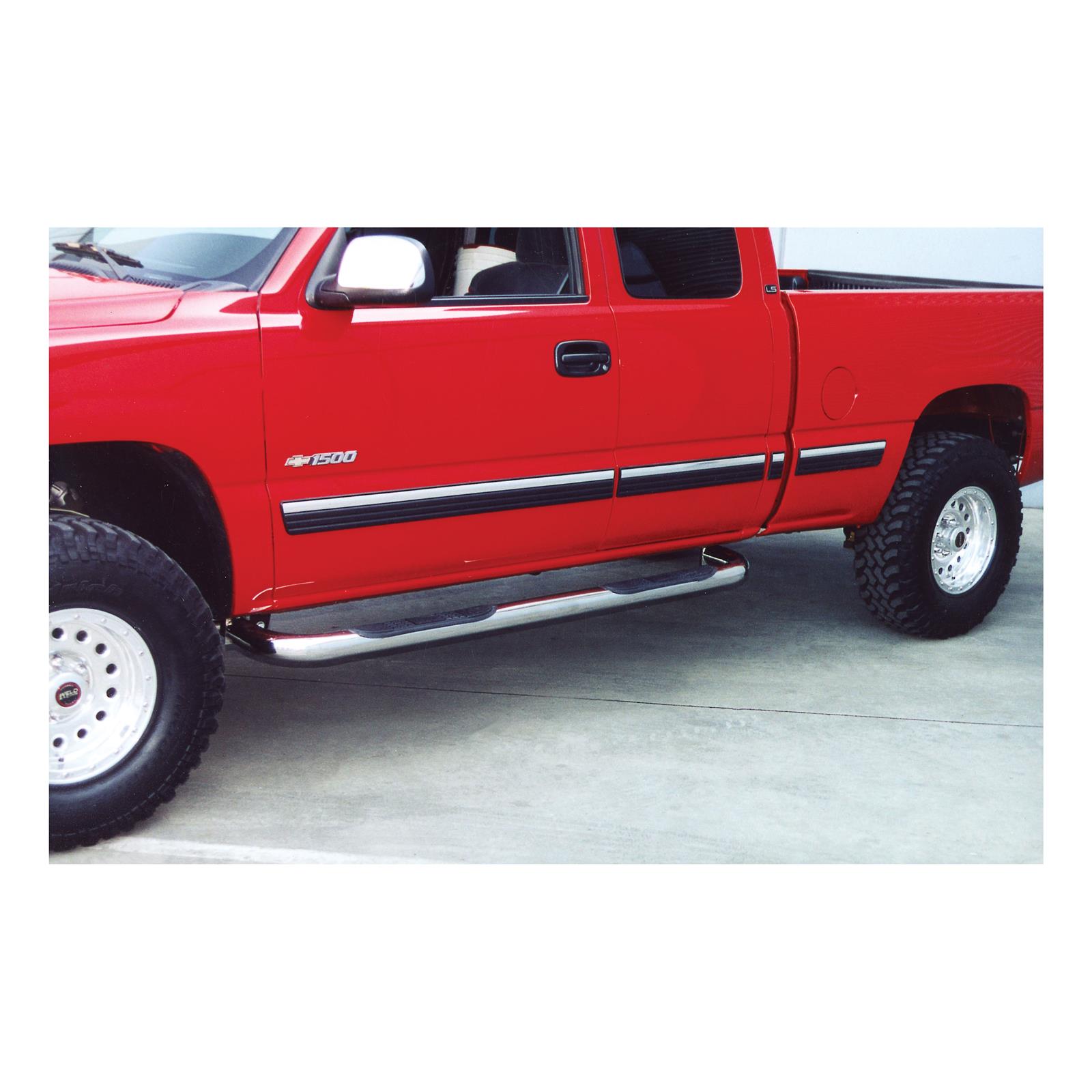 Aries Automotive 3 in. Round Side Bars 204009-2 Step Bars, Diameter, Stainless Steel, Polished, Chevy, GMC, Pair thumbnail 2