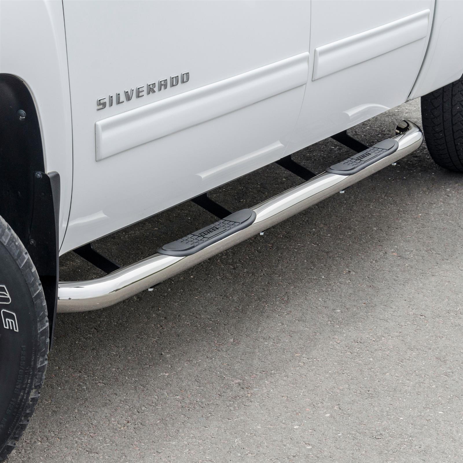 Aries Automotive 3 in. Round Side Bars 204013-2 Step Bars, Diameter, Stainless Steel, Polished, Chevy, GMC, Pair