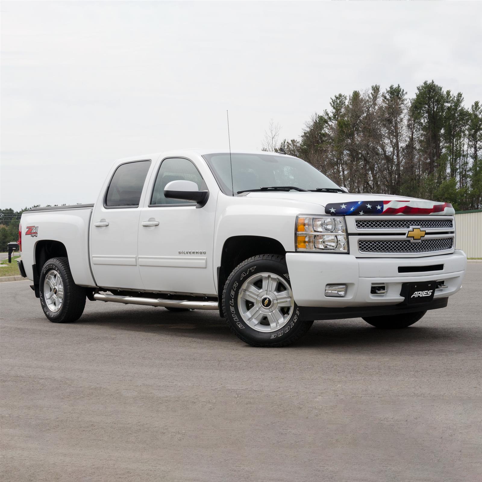 Aries Automotive 3 in. Round Side Bars 204013-2 Step Bars, Diameter, Stainless Steel, Polished, Chevy, GMC, Pair thumbnail 2