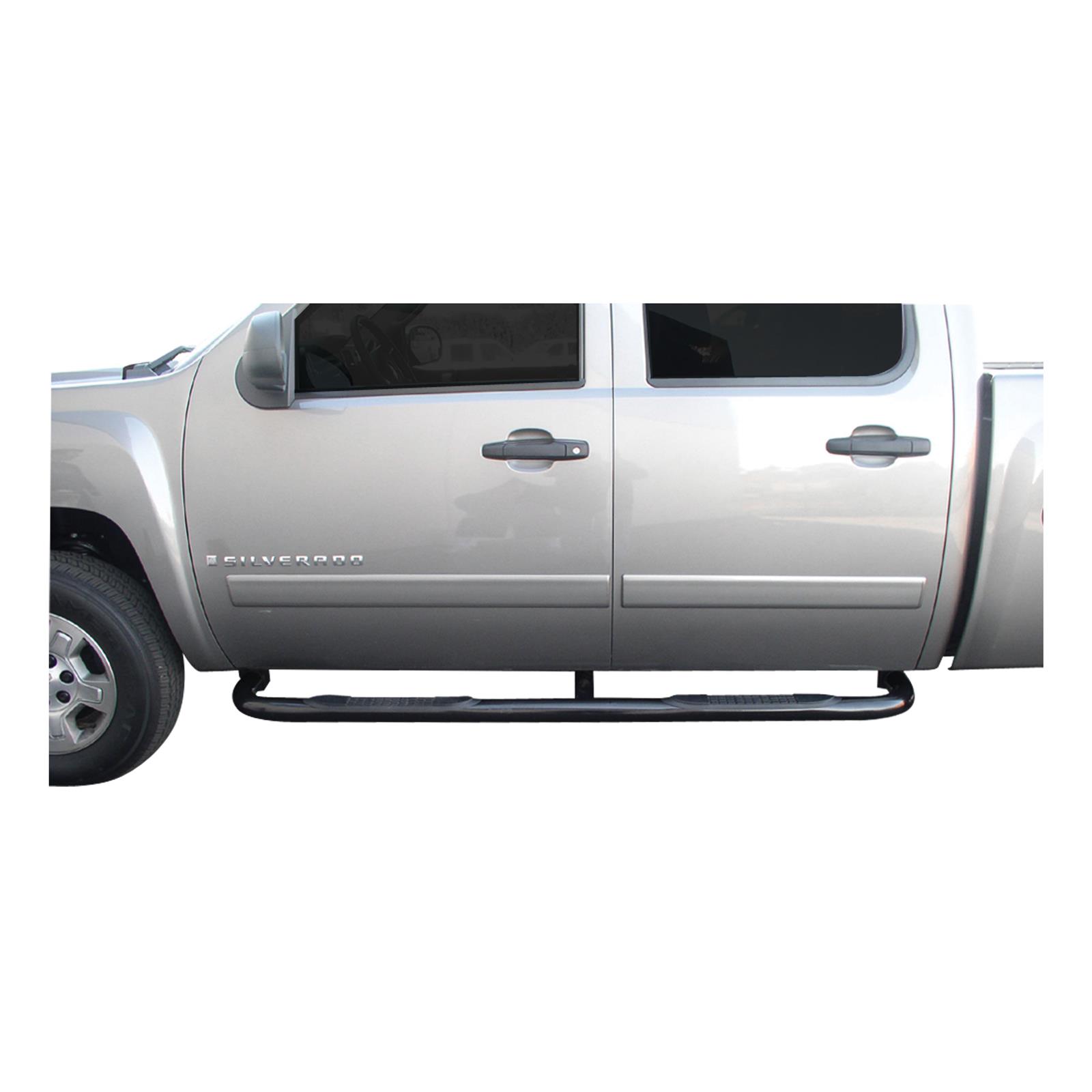 Aries Automotive 3 in. Round Side Bars 204013 Step Bars, Diameter, Steel, Black Powdercoated, Chevy, GMC, Pair