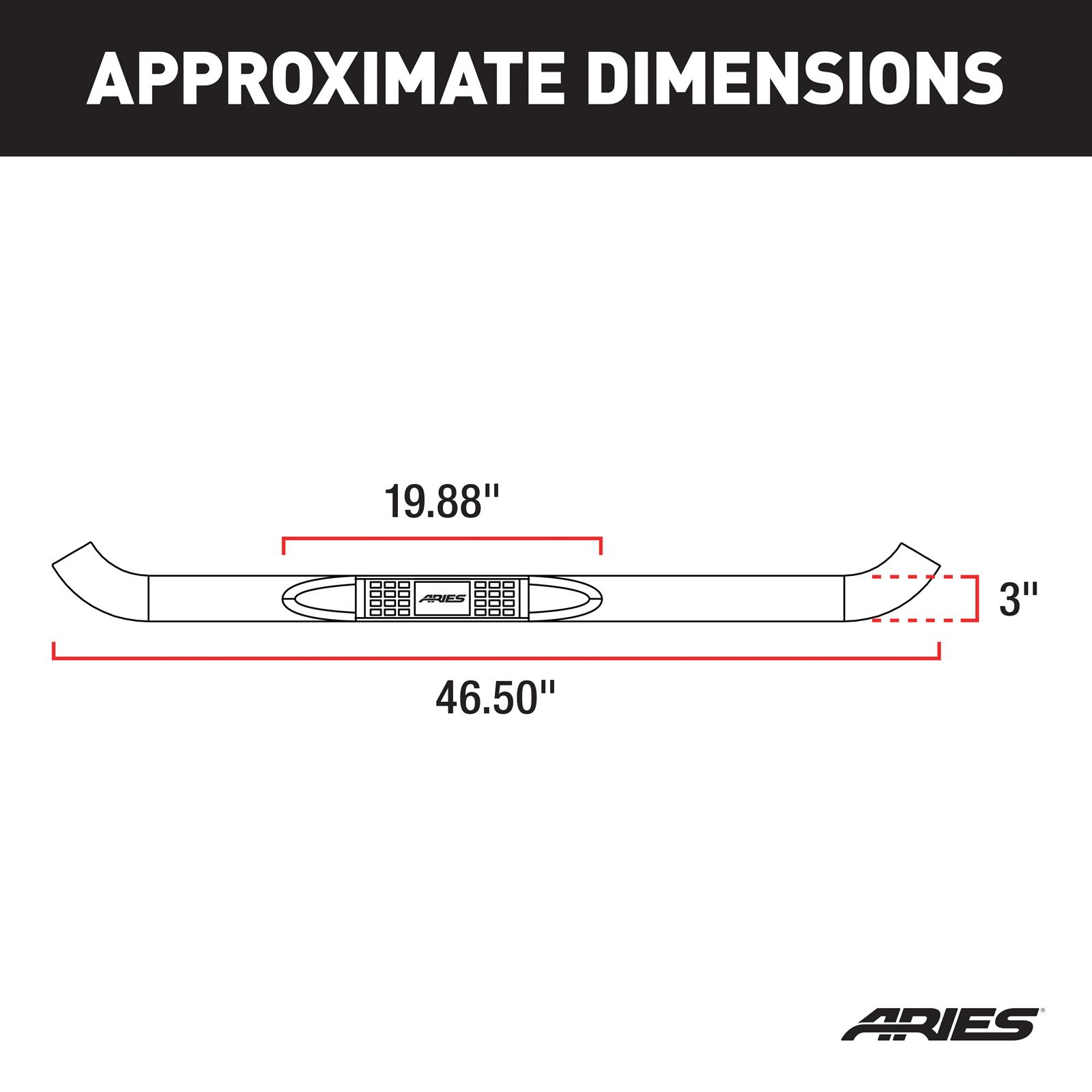 Aries Automotive 3 in. Round Side Bars 204044-2 Step Bars, Diameter, Stainless Steel, Polished, Chevy, GMC, Pair