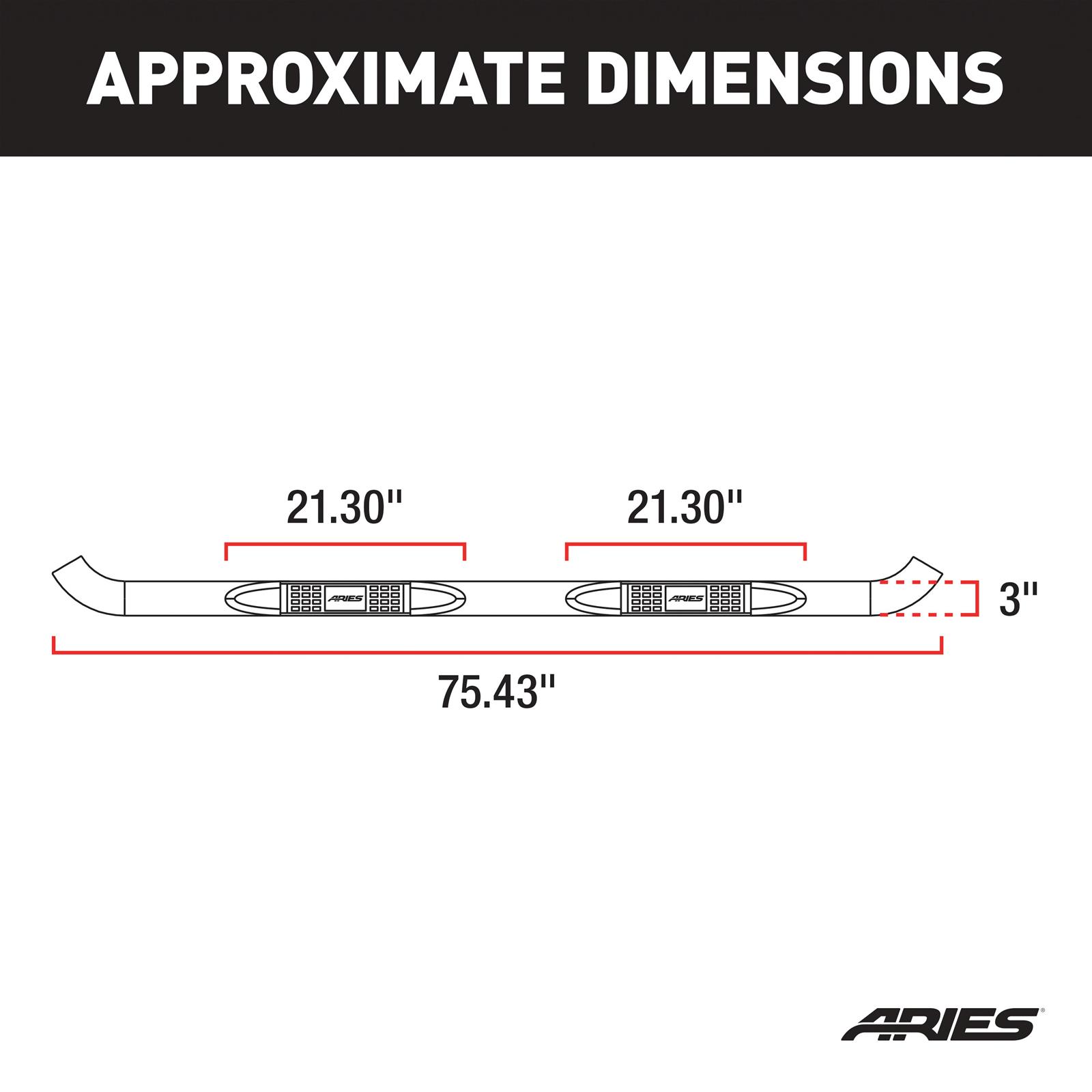［HAMIページ］ローブ2点、リアルマフラー2点、杖、カチューシャ ARIES Automotive 204075-2 Aries Automotive 3 in. Round Side Bars