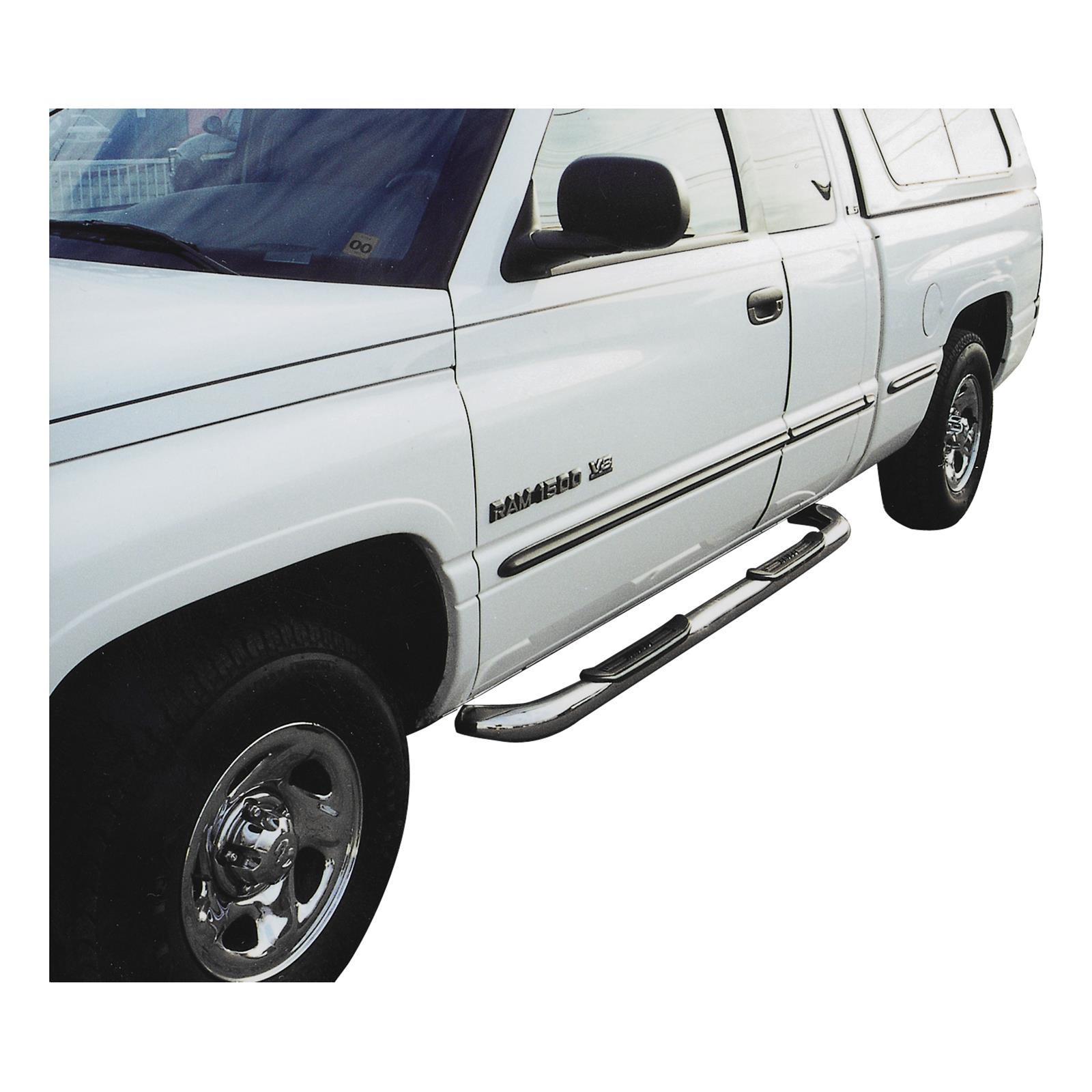 Aries Automotive 3 in. Round Side Bars for 1998-2000 RAM 1500 - 205003-2 Step Bars, Diameter, Stainless Steel, Polished, Dodge, Pair