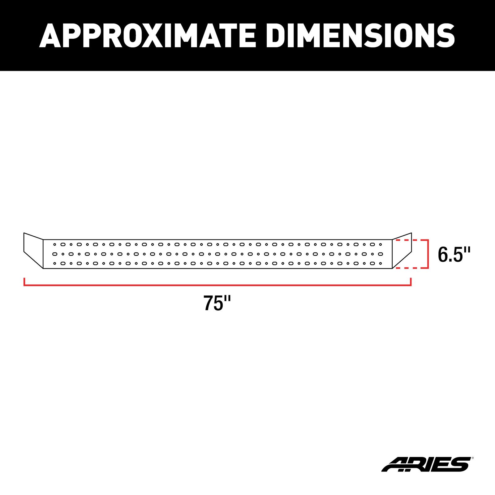 Aries Automotive RidgeStep Running Boards 2055550 Boards, Carbon Steel, Black Powdercoated, Textured, 6 1/2 in. Boards, 75.00 in. Length, Ram, Pair thumbnail 4