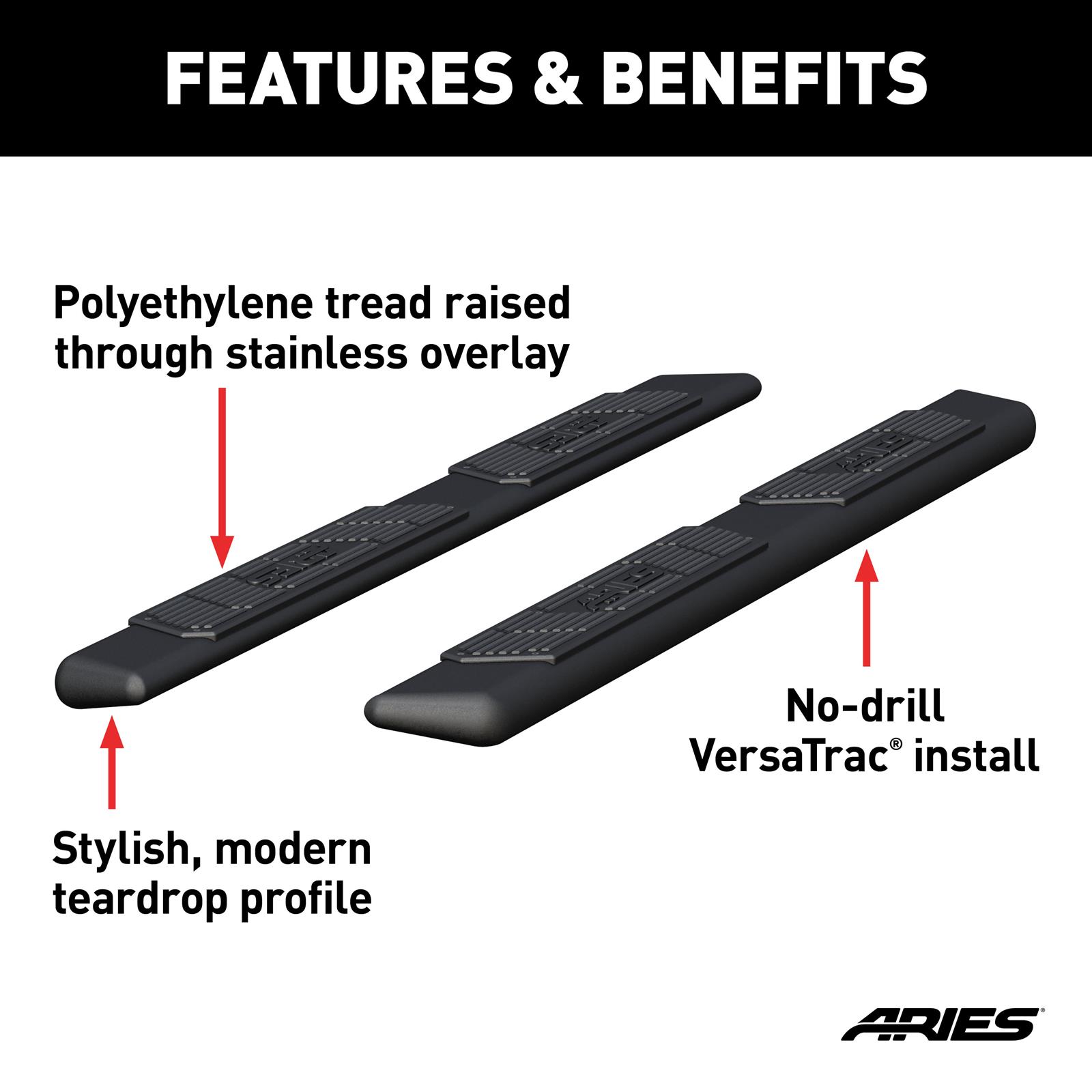 Aries Automotive Ascentstep Running Boards 2057975 Boards, 75 in,, Black, Pair thumbnail 7
