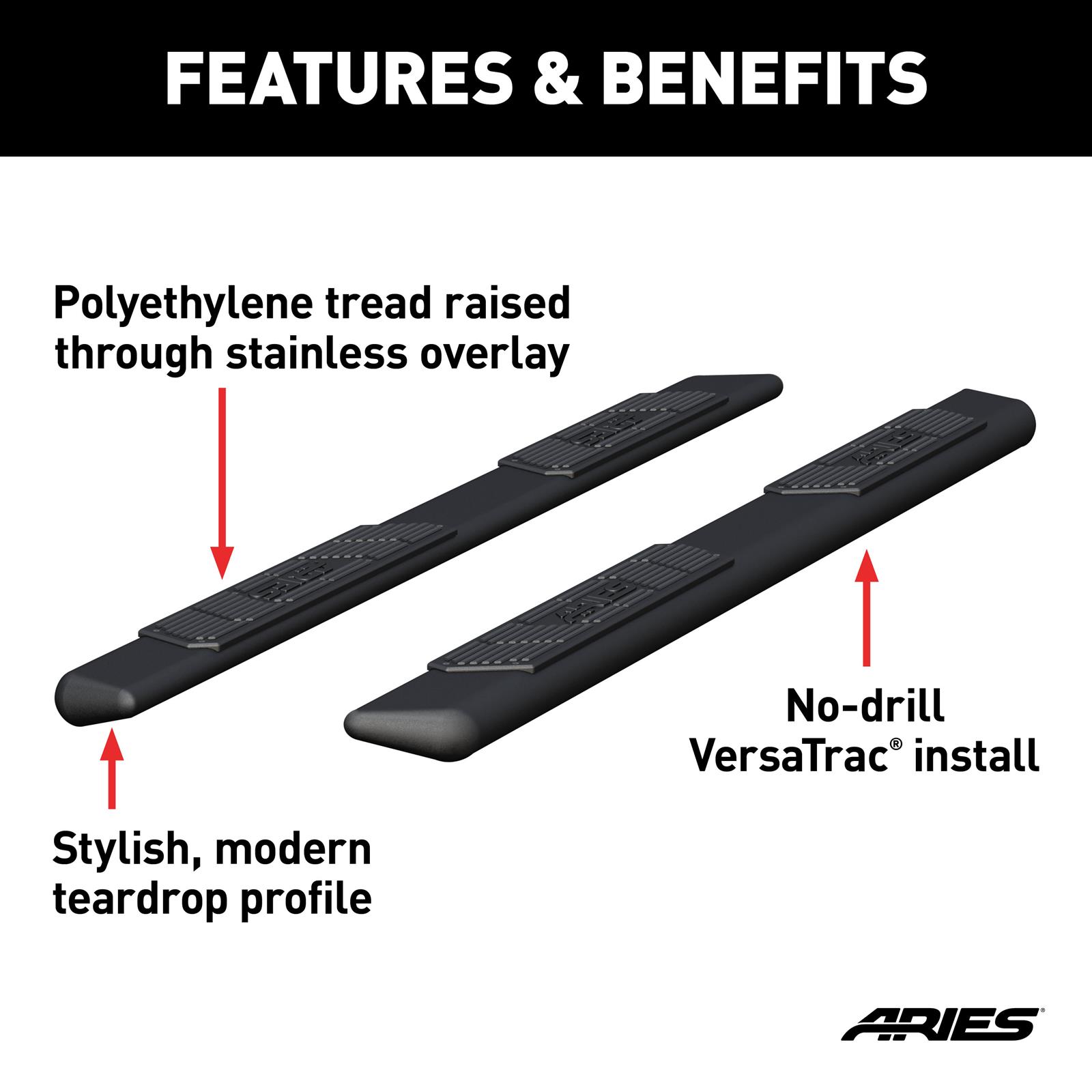 Aries Automotive Ascentstep Running Boards 2057985 Boards, 85 in,, Black, Pair thumbnail 7