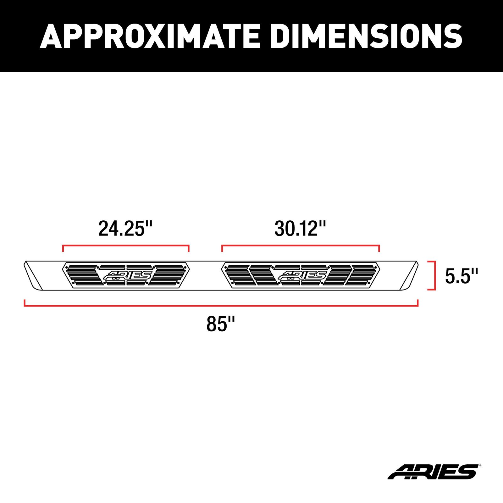 Aries Automotive Ascentstep Running Boards 2057985 Boards, 85 in,, Black, Pair thumbnail 8