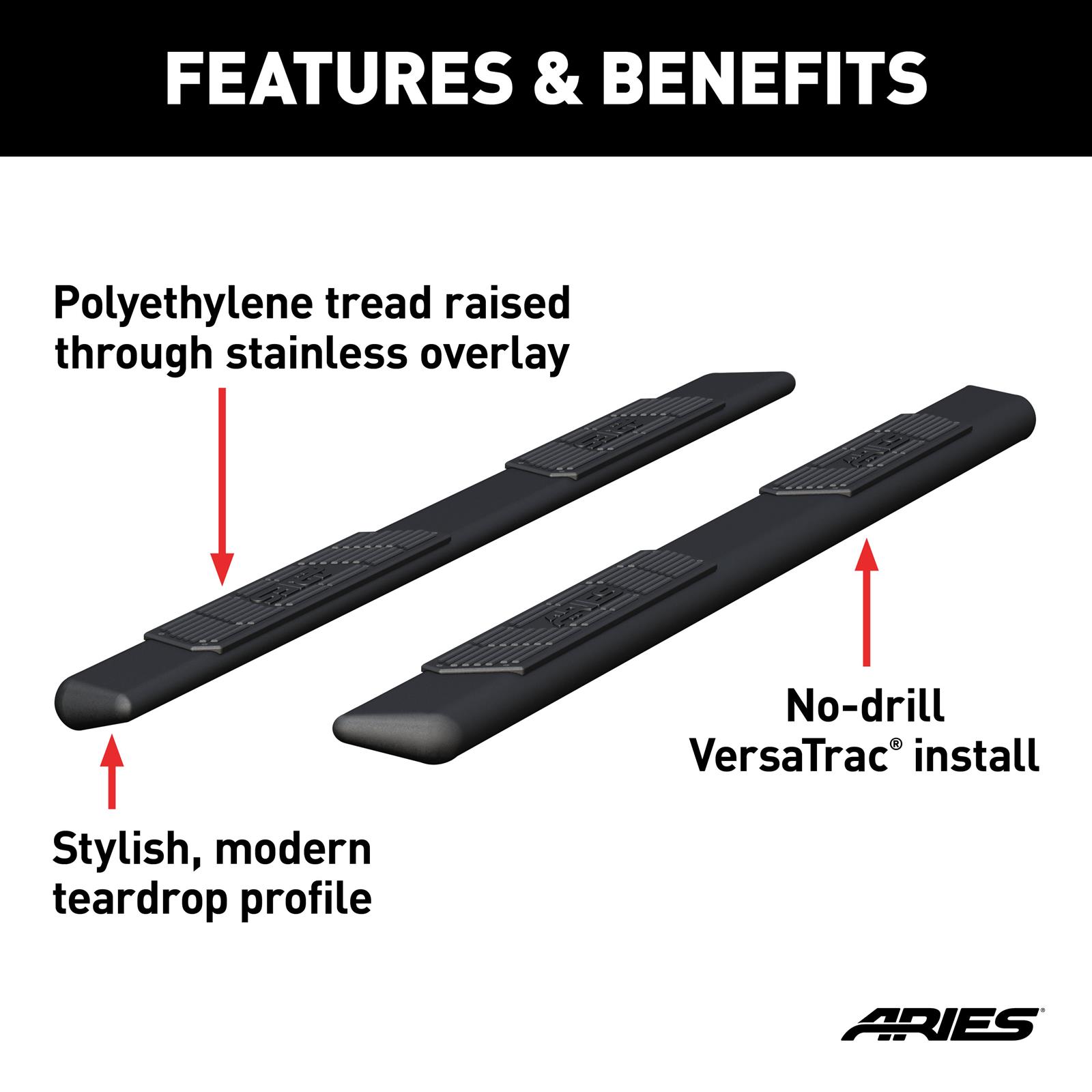 Aries Automotive Ascentstep Running Boards 2057991 Boards, 91 in,, Black, Pair thumbnail 7