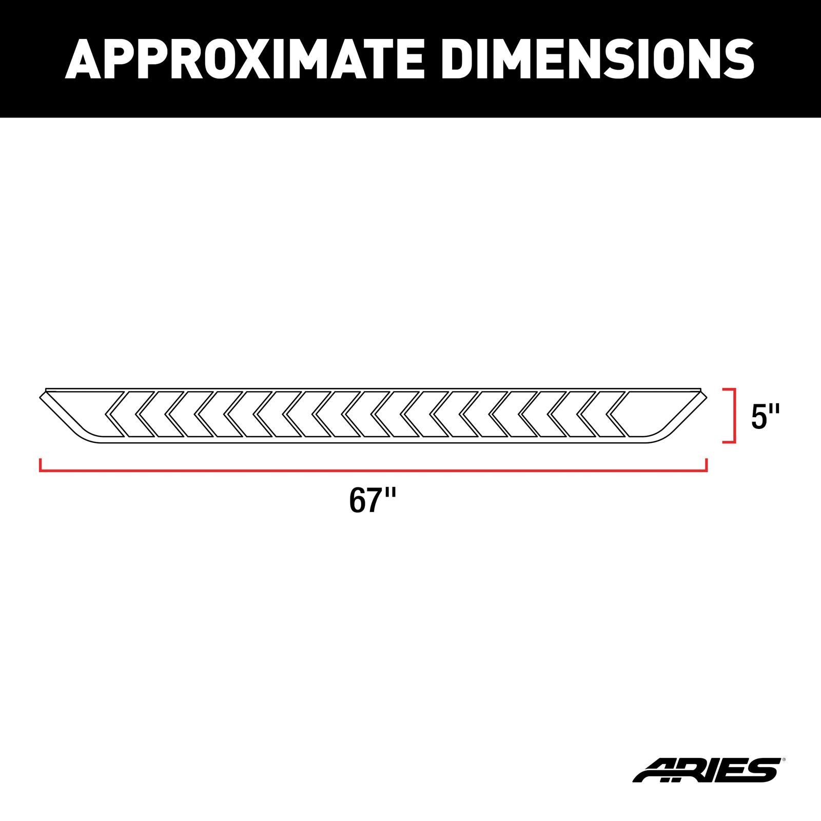 Aries Automotive AeroTread Running Boards for 2014-2020 SORENTO - 2061028 Boards, Aluminum/Stainless Steel, Black Powdercoated, 5 in. Boards, 67.00 in. Length, For Kia, Pair