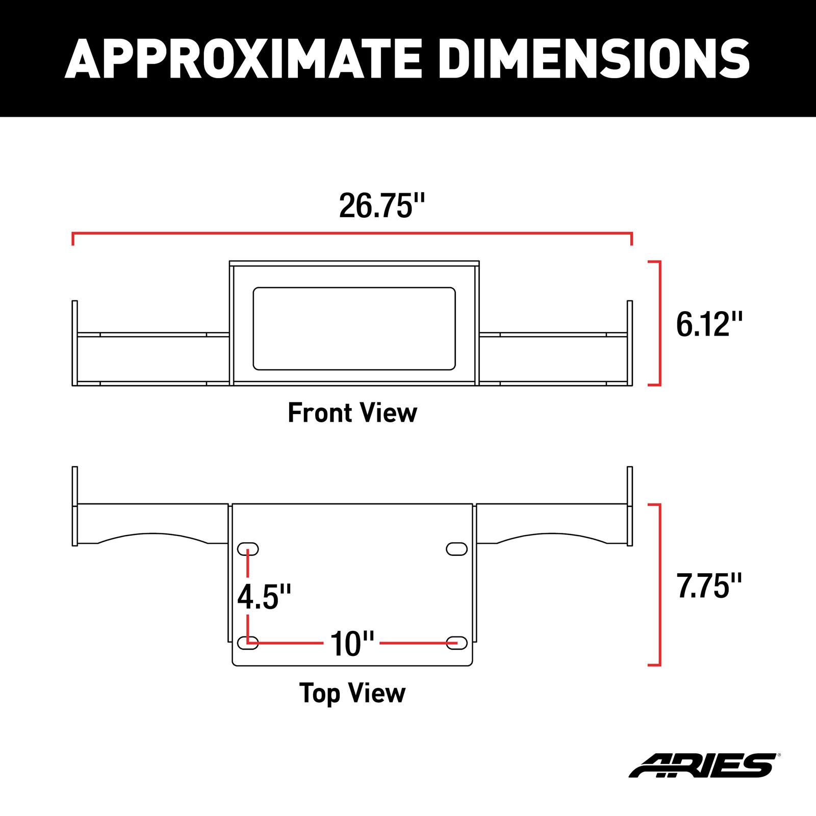 Aries Automotive TrailChaser Winch Reinforcement Brackets for 2020-2024 GLADIATOR, 2018-2024 WRANGLER - 2072102 Mounts, Carbon Steel, Black Powdercoated, 9,500 lbs. Capacity, Bumper, 10 x 4 1/2 in. Pattern, Jeep, Each