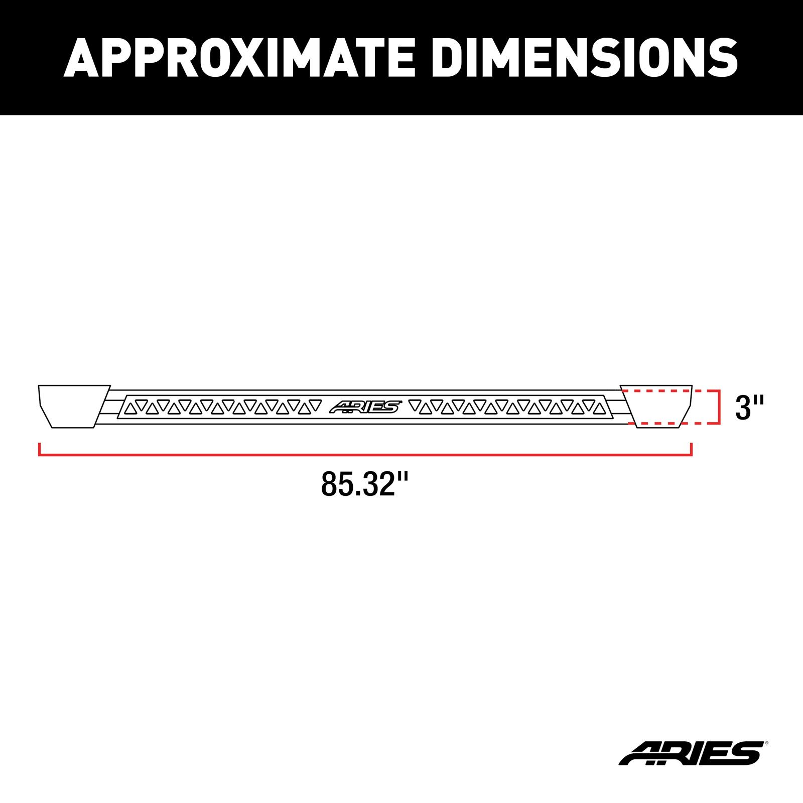 Aries Automotive Rocker Steps 2074113 Nerf Bars and Step Bars, Carbon Steel, Black Powdercoated, Textured, 83.515 in. Length, Chevrolet, GMC, Pair thumbnail 5