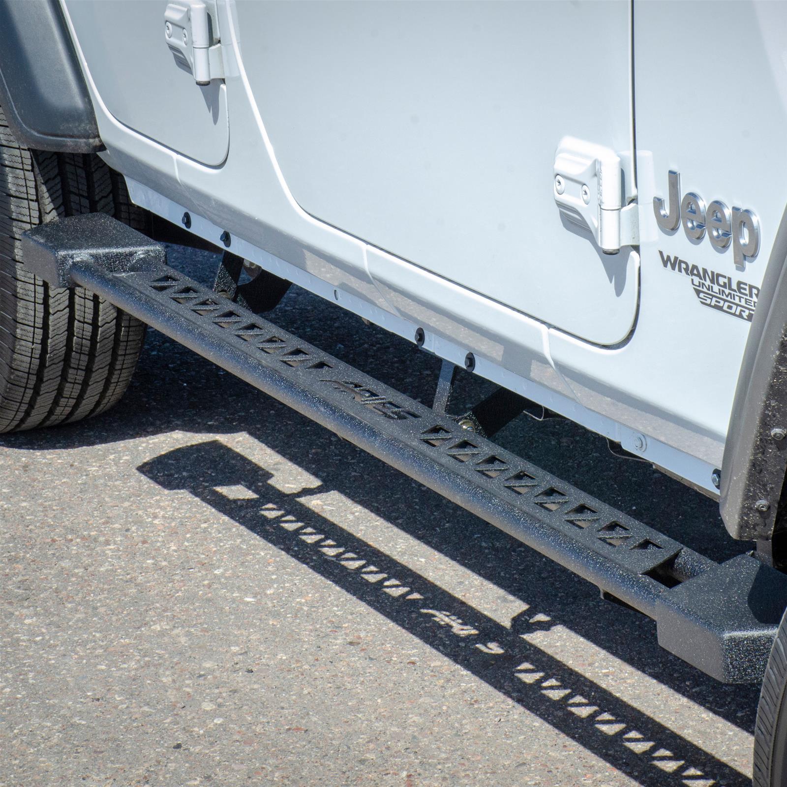 Aries Automotive Rocker Steps 2074118 Nerf Bars and Step Bars, Carbon Steel, Black Powdercoated, Textured, 73.750 in. Length, Jeep, Pair
