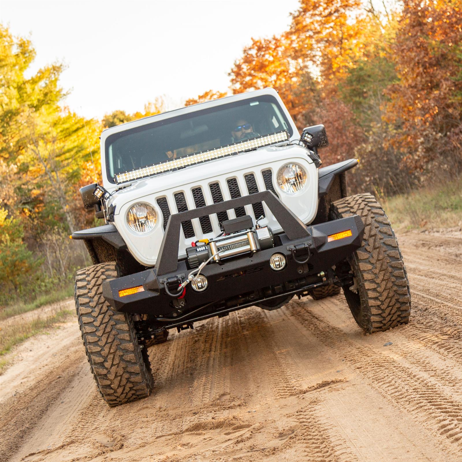 Aries Automotive TrailChaser Front Bumpers for 2020-2024 GLADIATOR, 2018-2024 WRANGLER - 2081003 Bumpers, Steel, Black Powdercoated, Textured, Fabricated, Front, Center Section, Jeep, Each thumbnail 2