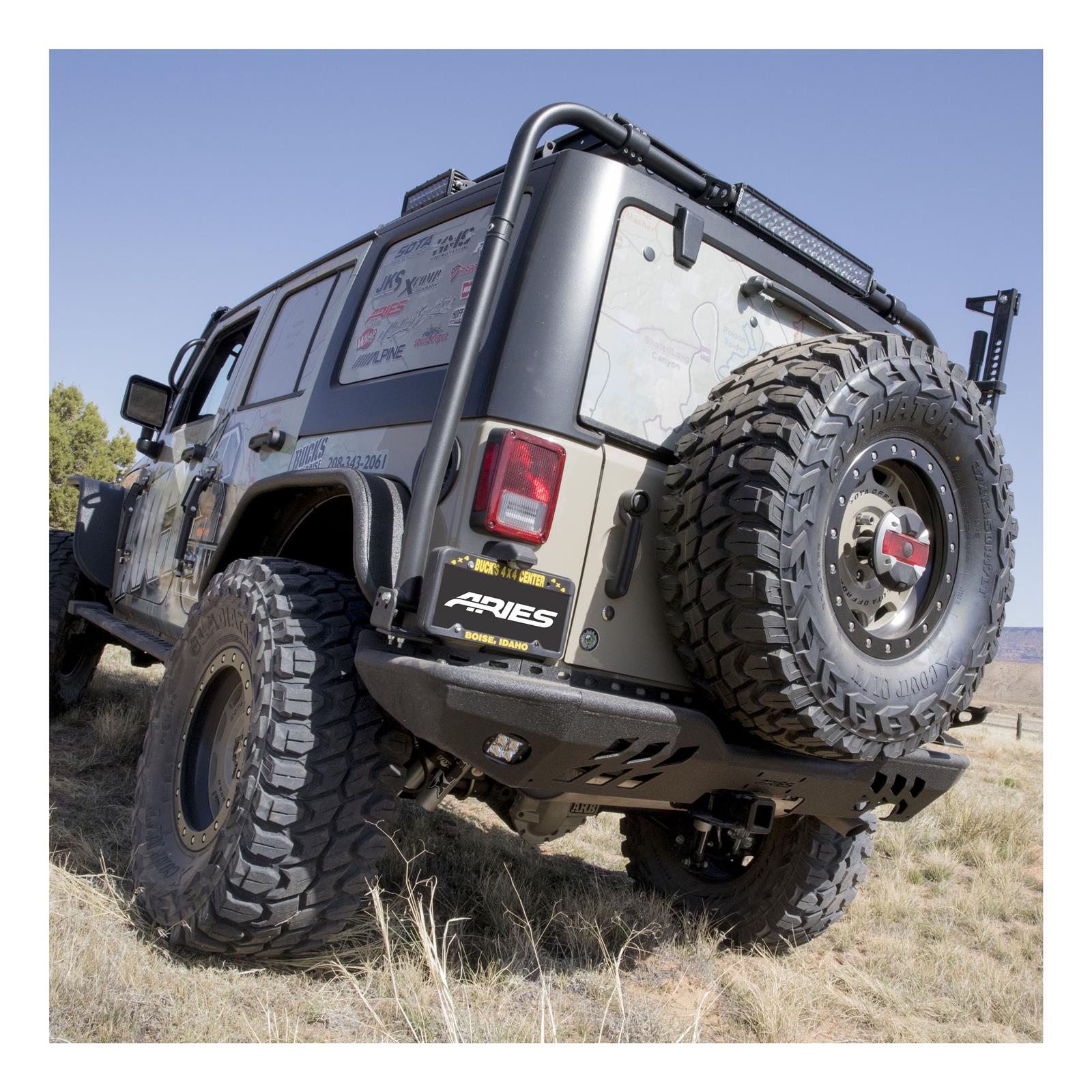 Aries Automotive TrailChaser Rear Bumpers for 2007-2017 WRANGLER, 2018 WRANGLER JK - 2081020 Bumpers, Steel, Black Powdercoated, Textured, Fabricated, Rear, Center Section, Jeep, Each thumbnail 3
