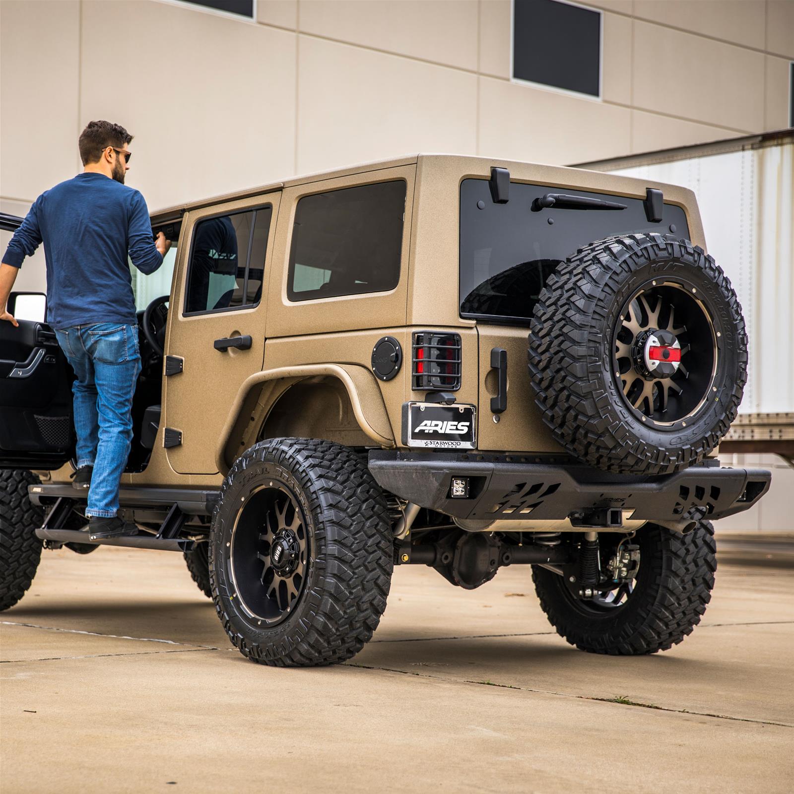 Aries Automotive TrailChaser Rear Bumpers for 2007-2017 WRANGLER, 2018 WRANGLER JK - 2081021 Bumpers, Steel, Black Powdercoated, Textured, Fabricated, Rear, Center Section, Jeep, Each thumbnail 4