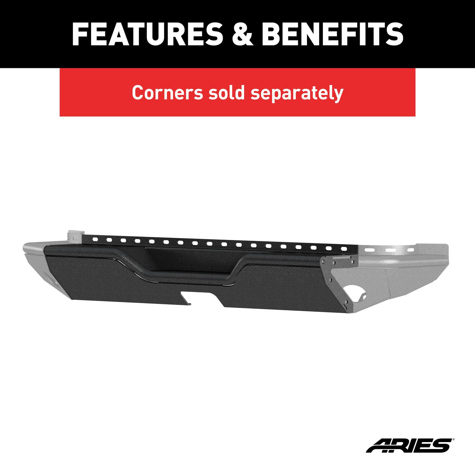 Aries Automotive TrailChaser Rear Bumpers for 2018-2025 WRANGLER - 2081025 Bumpers, Steel, Black Powdercoated, Textured, Fabricated, Rear, Center Section, Jeep, Each thumbnail 4