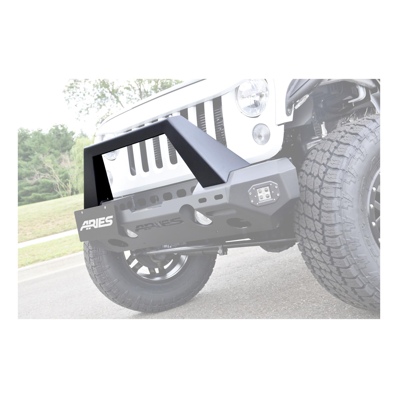 Aries Automotive TrailCrusher Angular Brush Guards for 2020-2025 GLADIATOR, 2007-2025 WRANGLER, 2018 WRANGLER JK - 2081101 Grille Guards, Aluminum, Black Powdercoated, Textured, Guard, Front, Jeep, Each thumbnail 4