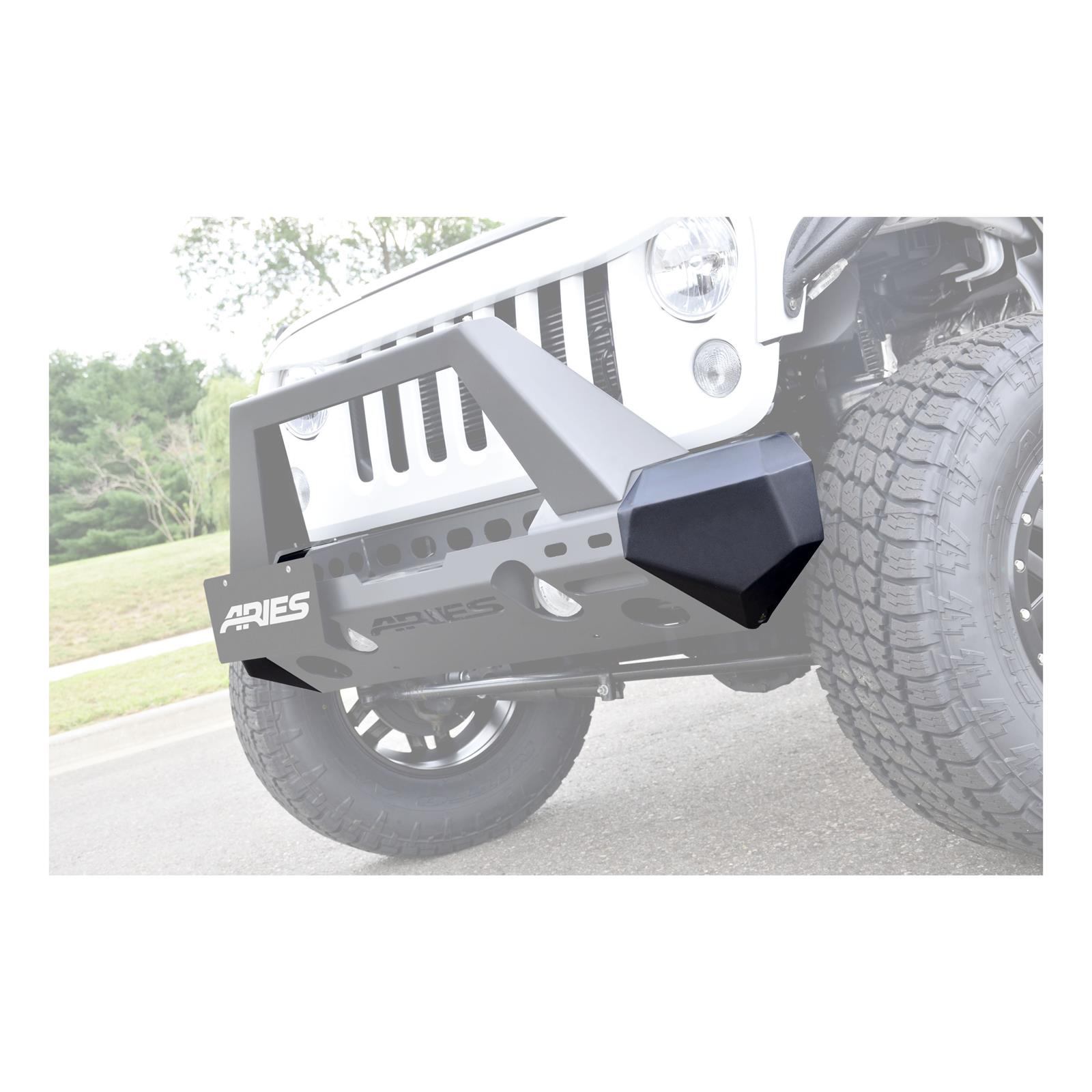Aries Automotive TrailCrusher Front Bumper Corner Guards 2081207 Guards, Steel, Black Powdercoated, Textured, Front, Jeep, Pair thumbnail 2