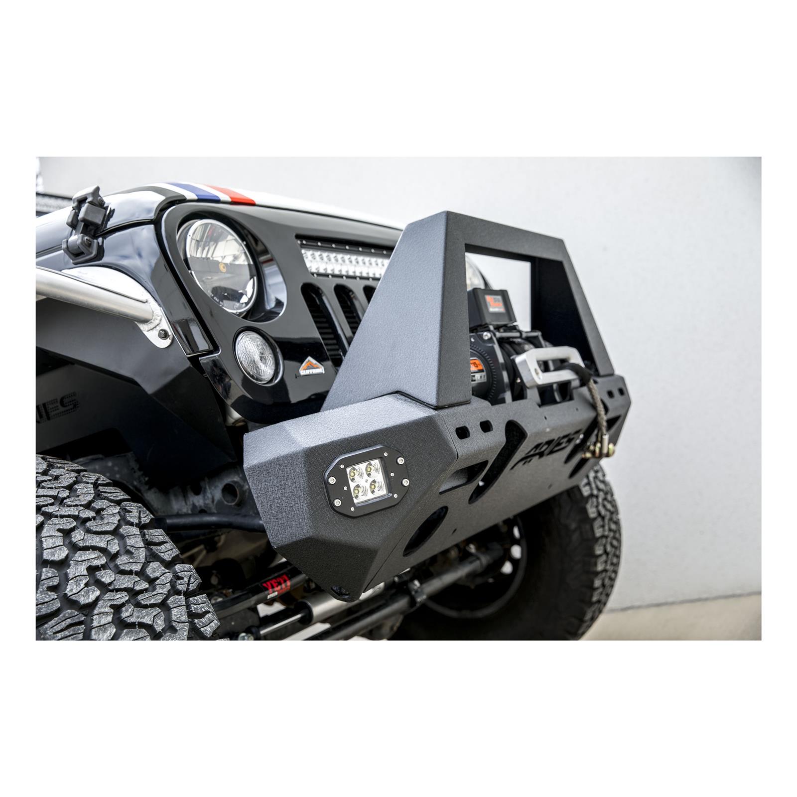 Aries Automotive TrailChaser Front Bumper with Corner and Brush Guards for 2007-2017 WRANGLER, 2018 WRANGLER JK - 2082043 Bumpers, Fabricated, Steel, Black Powdercoated, Textured, Front, Center Section, Guards, Guard, Jeep, Kit thumbnail 4