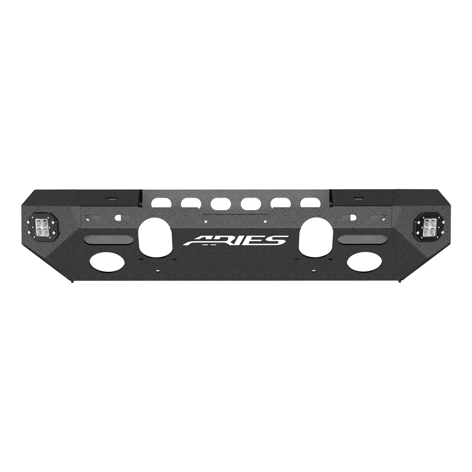 Aries Automotive TrailChaser Front Bumper with Corner Guards and LEDs for 2007-2017 WRANGLER, 2018 WRANGLER JK - 2082044 Bumpers, Fabricated, Aluminum, Black Powdercoated, Textured, Front, Center Section, Guards, Jeep, Kit thumbnail 4