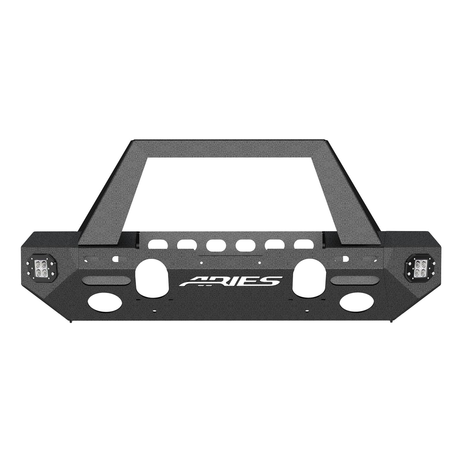 Aries Automotive TrailChaser Front Bumper with Corner and Brush Guards for 2007-2017 WRANGLER, 2018 WRANGLER JK - 2082046 Bumpers, Fabricated, Aluminum, Black Powdercoated, Textured, Front, Center Section, Guards, Guard, Jeep, Kit thumbnail 7