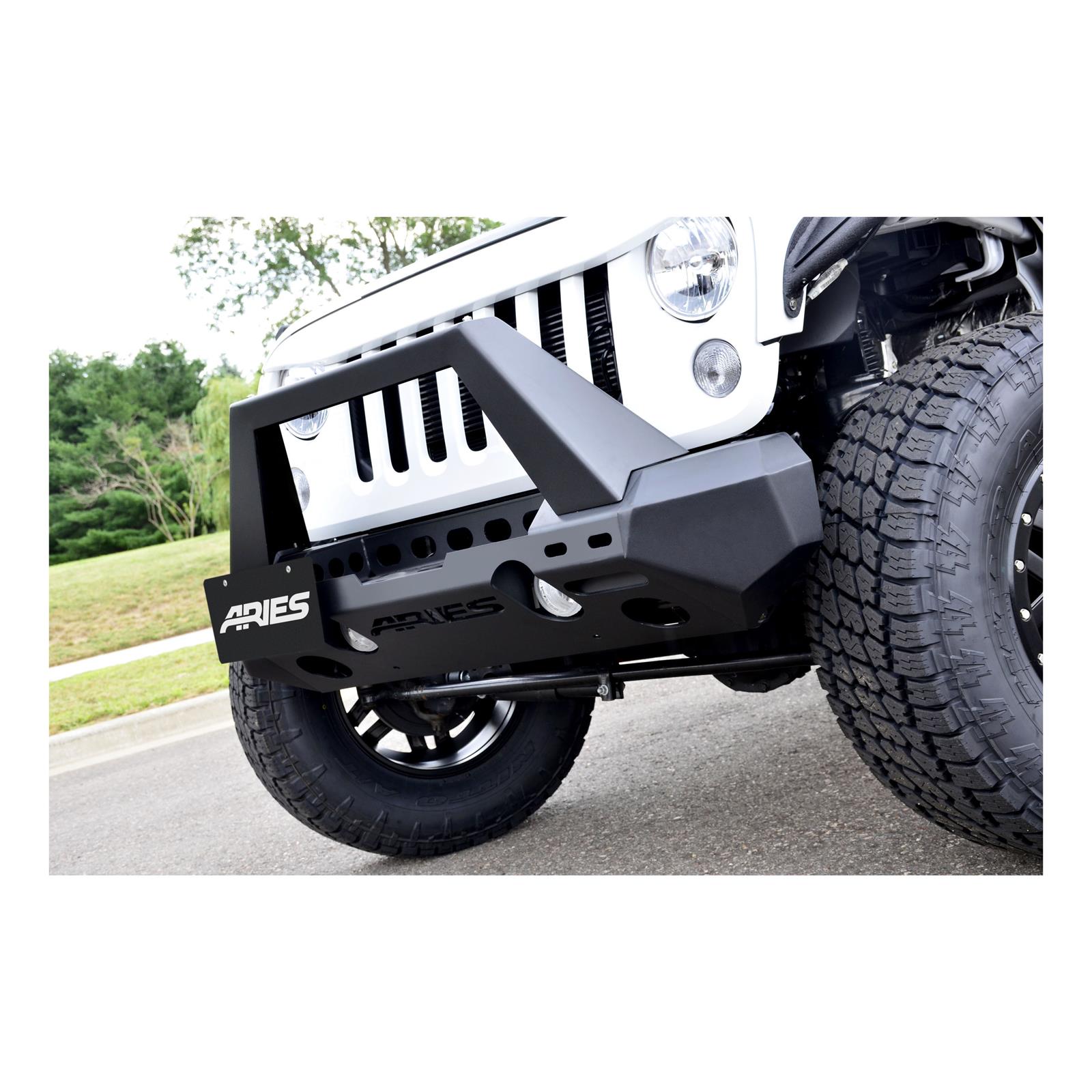 Aries Automotive TrailChaser Front Bumper with Corner and Brush Guards for 2007-2017 WRANGLER, 2018 WRANGLER JK - 2082051 Bumpers, Fabricated, Steel, Black Powdercoated, Textured, Front, Center Section, Guards, Guard, Jeep, Kit thumbnail 3