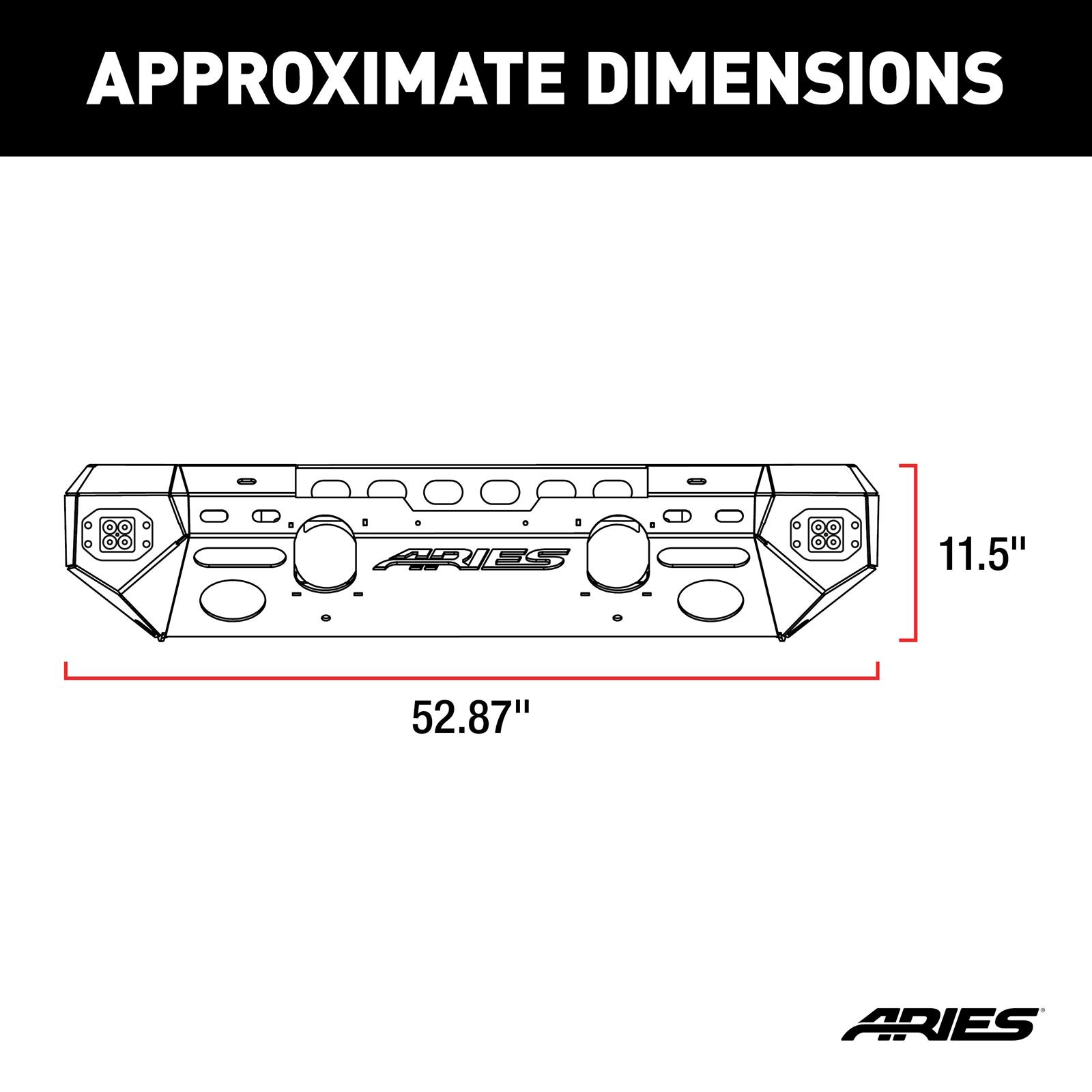 Aries Automotive TrailChaser Front Bumper with Corner Guards and LEDs for 2007-2017 WRANGLER, 2018 WRANGLER JK - 2082057 Bumpers, Fabricated, Steel, Black Powdercoated, Textured, Front, Center Section, Guards, Jeep, Kit thumbnail 4