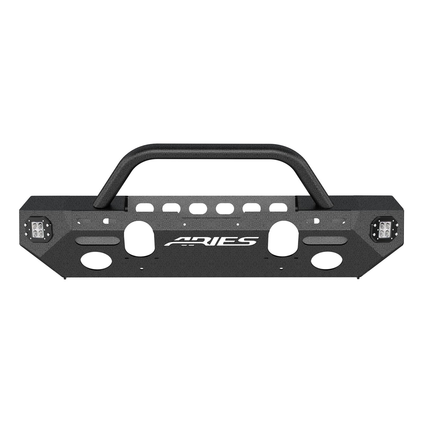 Aries Automotive TrailChaser Front Bumper with Corner and Brush Guards for 2007-2017 WRANGLER, 2018 WRANGLER JK - 2082058 Bumpers, Fabricated, Aluminum, Black Powdercoated, Textured, Front, Center Section, Guards, Guard, Jeep, Kit thumbnail 6