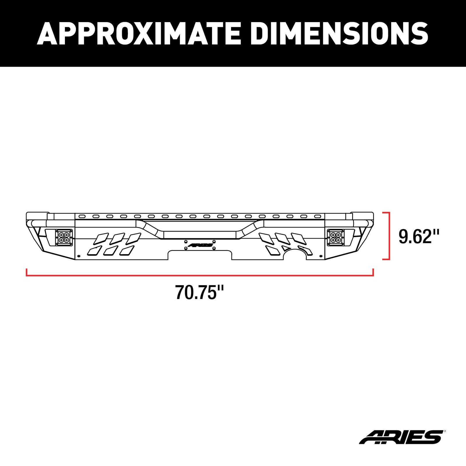 Aries Automotive TrailChaser Rear Bumper with Corner Guards and LEDs for 2007-2017 WRANGLER, 2018 WRANGLER JK - 2082060 Bumpers, Fabricated, Aluminum, Black Powdercoated, Textured, Rear, Center Section, Guards, Jeep, Kit thumbnail 4
