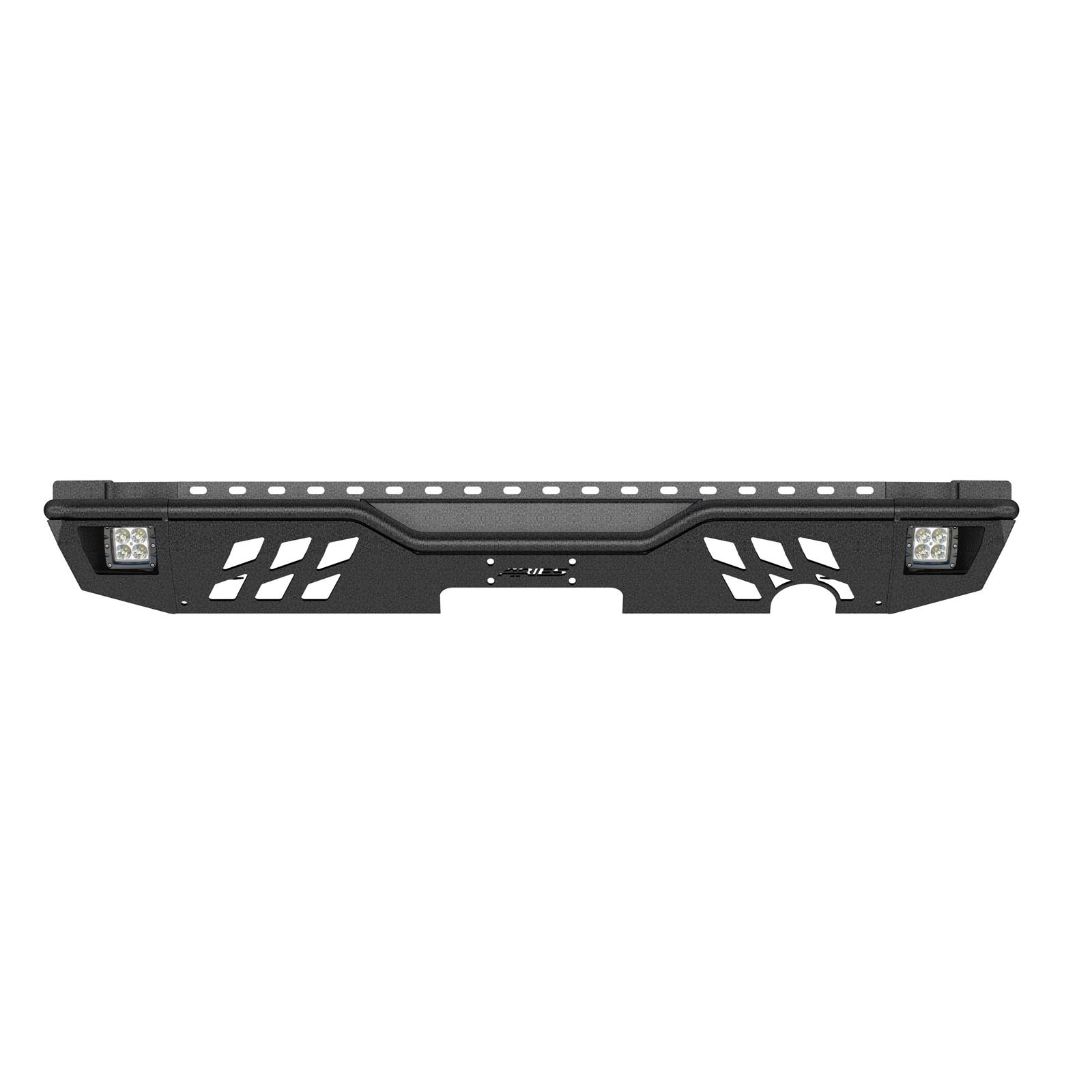 Aries Automotive TrailChaser Rear Bumper with Corner Guards and LEDs for 2007-2017 WRANGLER, 2018 WRANGLER JK - 2082061 Bumpers, Fabricated, Aluminum, Black Powdercoated, Textured, Rear, Center Section, Guards, Jeep, Kit thumbnail 4