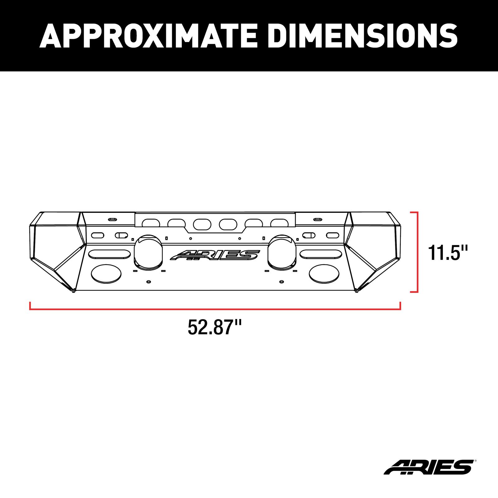 Aries Automotive TrailChaser Front Bumper with Corner Guards for 2020-2024 GLADIATOR, 2018-2024 WRANGLER - 2082070 Bumpers, Fabricated, Steel, Black Powdercoated, Textured, Front, Center Section, Guards, Jeep, Kit thumbnail 5