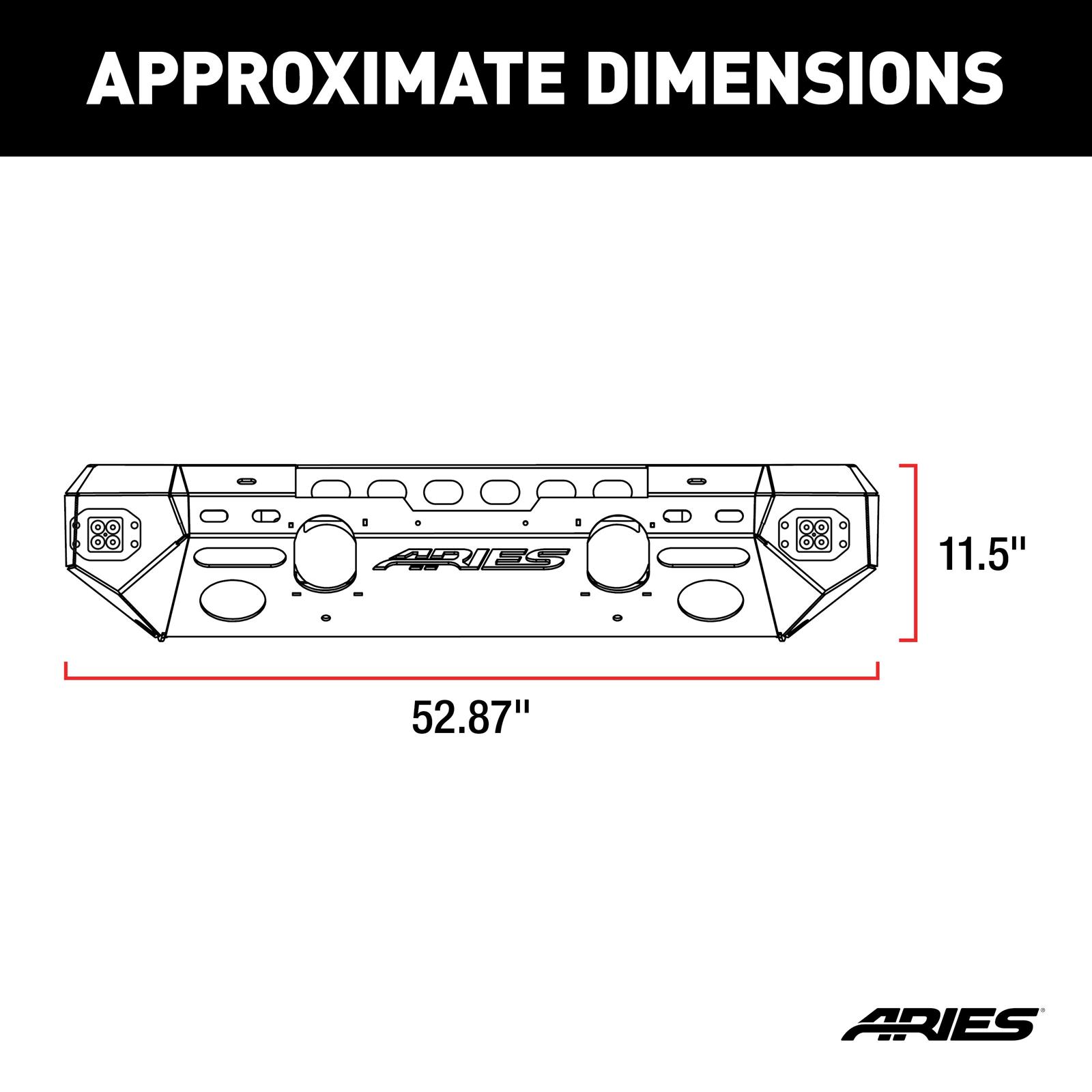Aries Automotive TrailChaser Front Bumper with Corner Guards and LEDs for 2020-2024 GLADIATOR, 2018-2024 WRANGLER - 2082071 Bumpers, Fabricated, Steel, Black Powdercoated, Textured, Front, Center Section, Guards, Jeep, Kit thumbnail 5