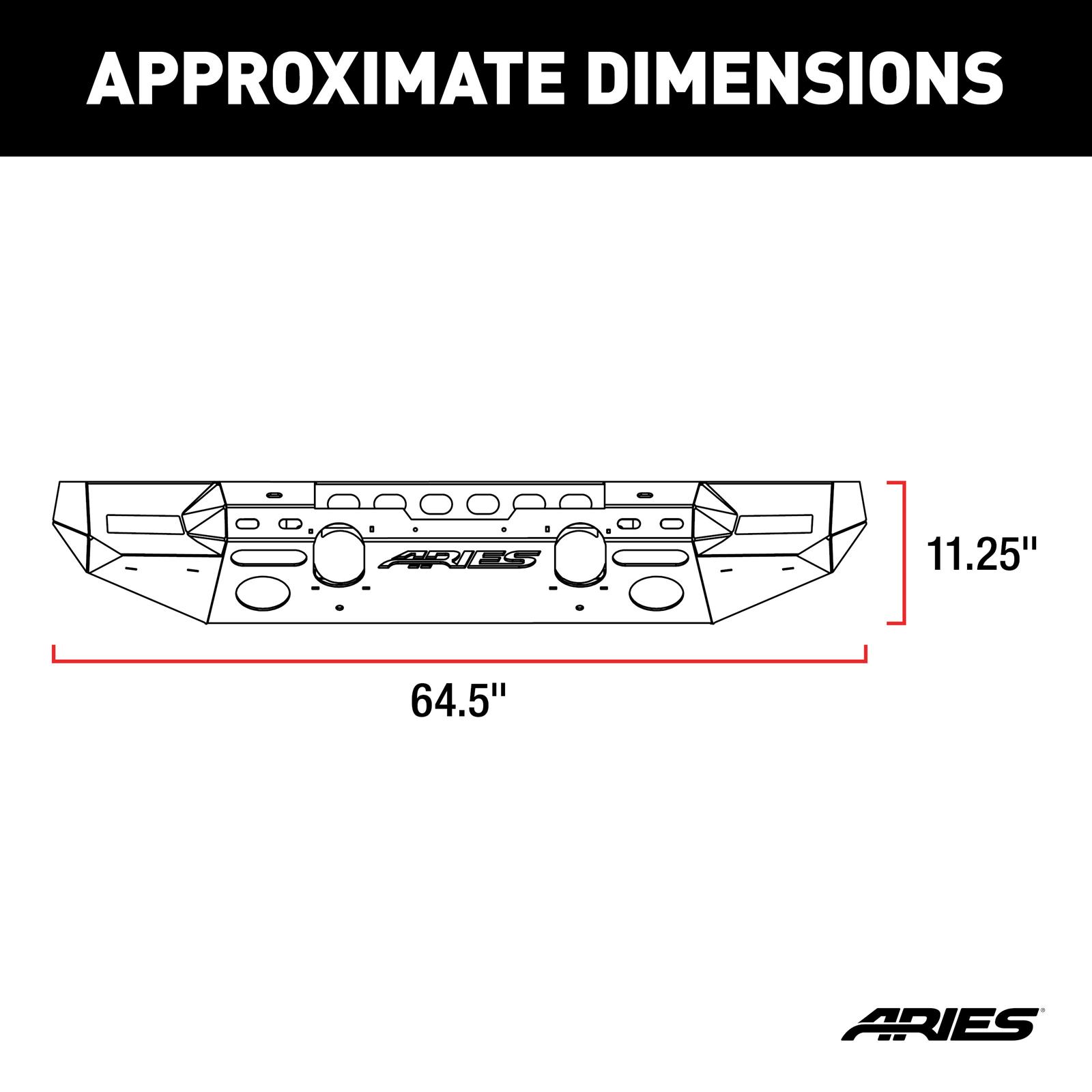 Aries Automotive TrailChaser Front Bumper with Corner Guards for 2020-2024 GLADIATOR, 2018-2024 WRANGLER - 2082076 Bumpers, Fabricated, Aluminum, Black Powdercoated, Textured, Front, Center Section, Guards, Jeep, Kit thumbnail 5
