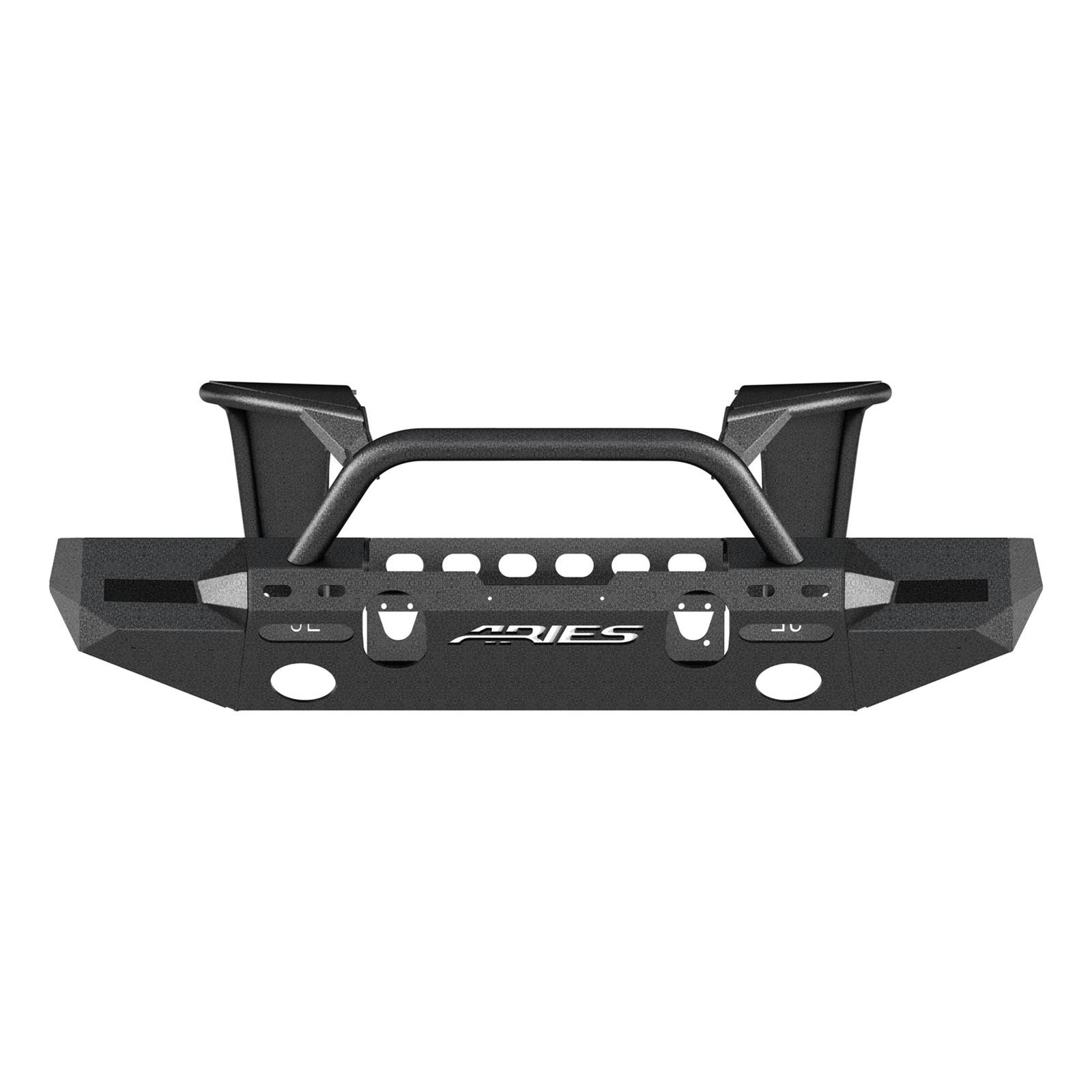 Aries Automotive TrailChaser Front Bumper with Corner Guards, Brush Guards and Fender Flares for 2018-2025 WRANGLER - 2082086 Bumpers, Fabricated, Steel, Black Powdercoated, Textured, Front, Center Section, Guard, Flares, Jeep, Kit thumbnail 3