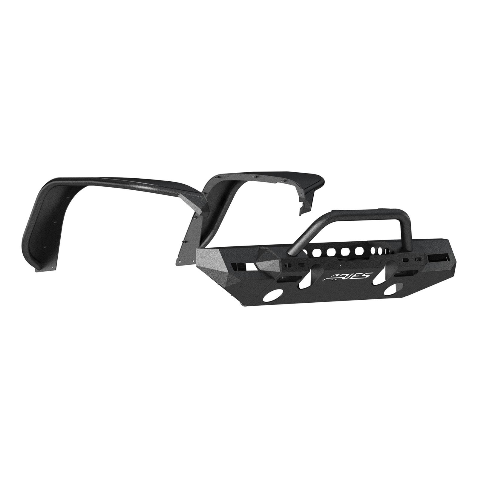 Aries Automotive TrailChaser Front Bumper with Corner Guards, Brush Guards and Fender Flares for 2018-2025 WRANGLER - 2082086 Bumpers, Fabricated, Steel, Black Powdercoated, Textured, Front, Center Section, Guard, Flares, Jeep, Kit thumbnail 5